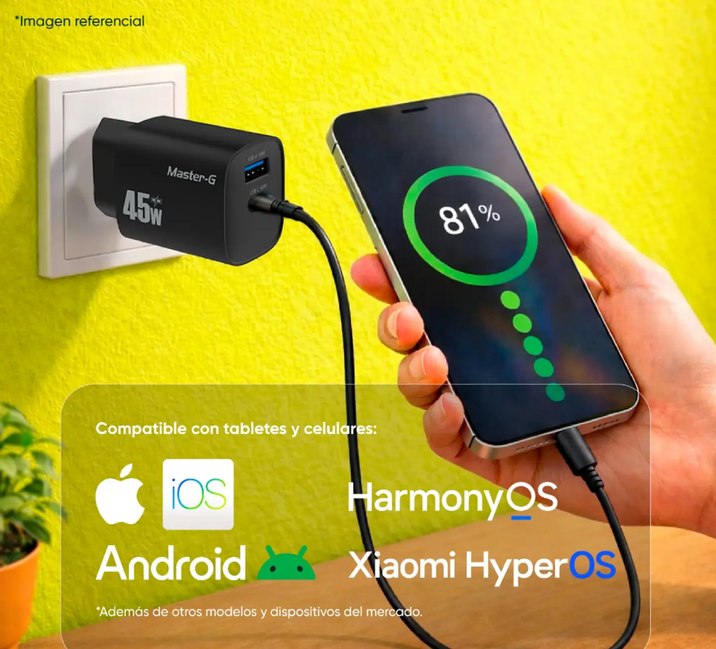 Cargador 45W Carga Rápida Cable UCB-C Master-G 2