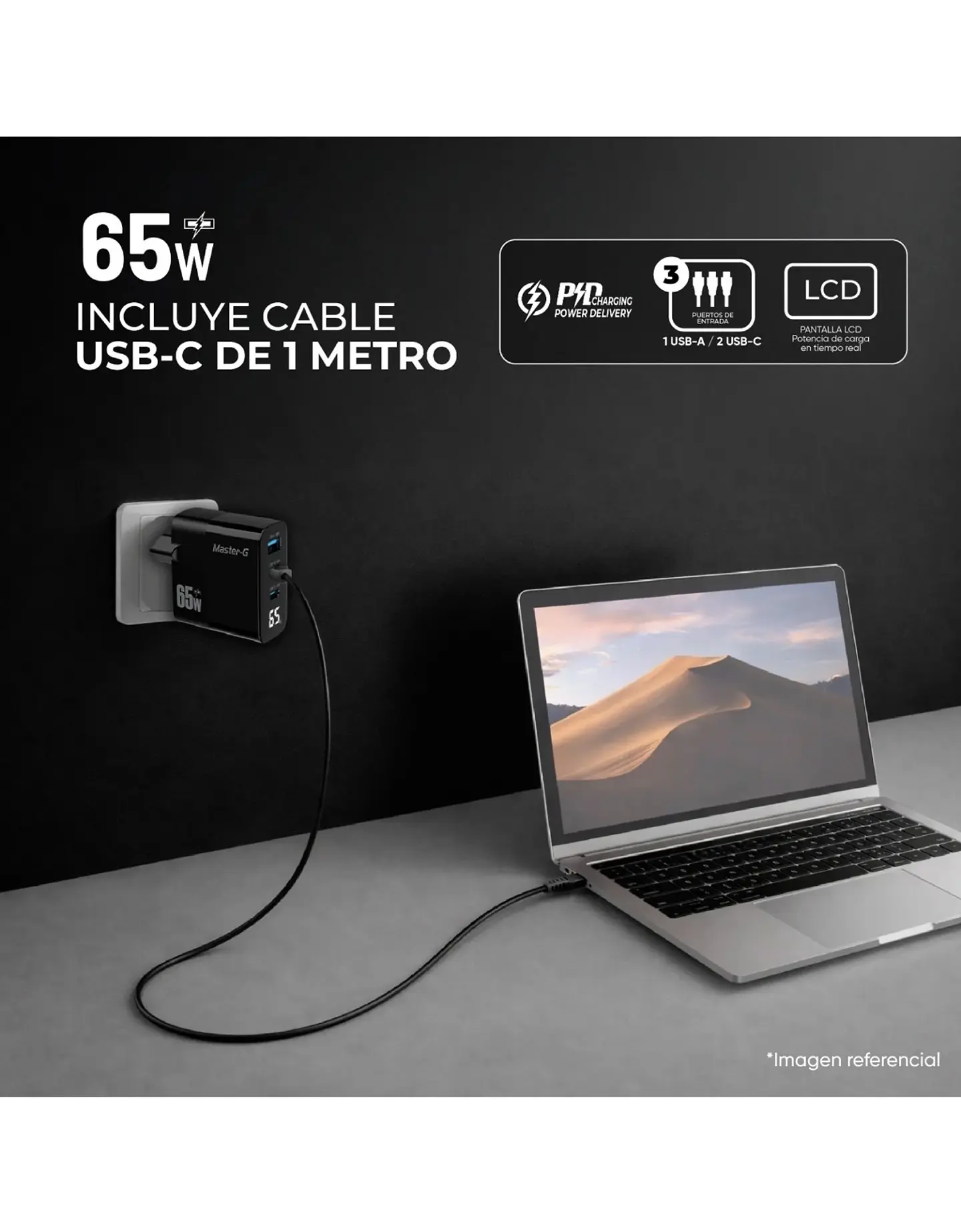 Cargador 65W Carga Rápida Cable UCB-C Master-G 2