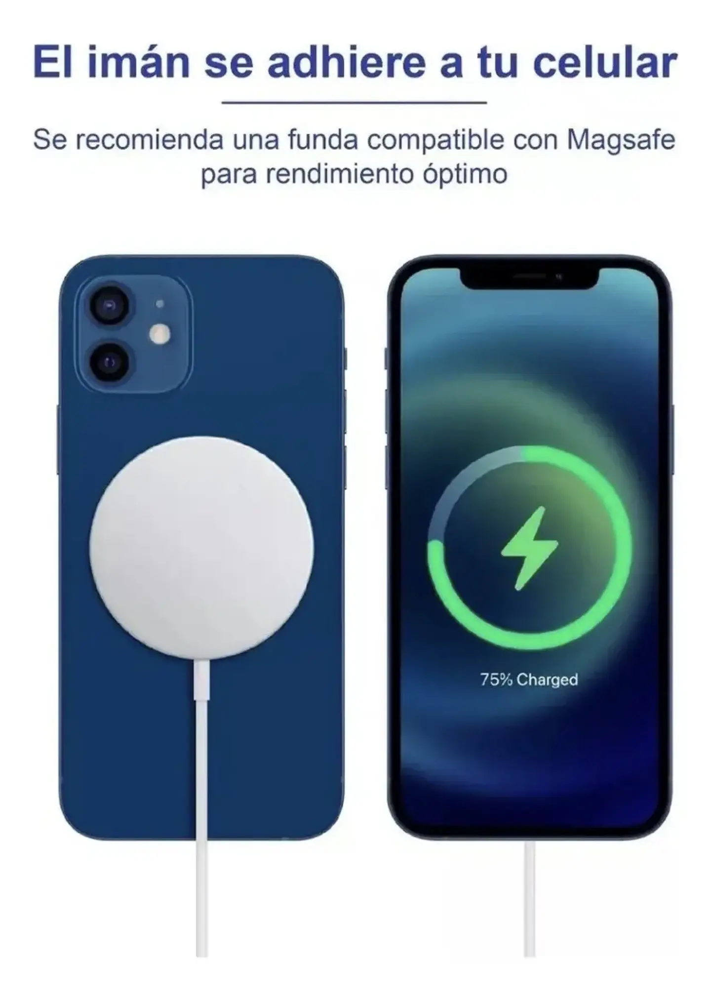Cargador Inalámbrico Magnetico Para Iphone Magsafe Color Blanco USB-C 5