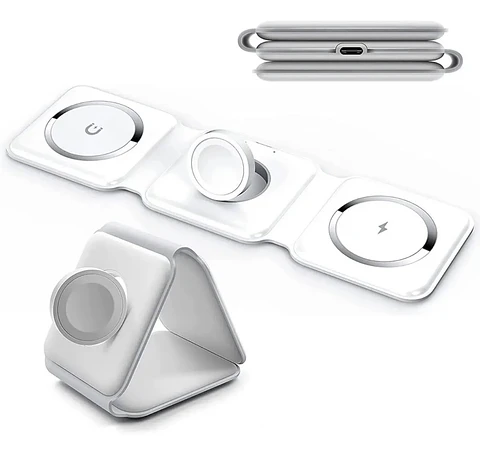 Cargador Inalámbrico Rápido 3 en 1 Vidvie Magsafe para iPhone, Apple Watch y Airpods