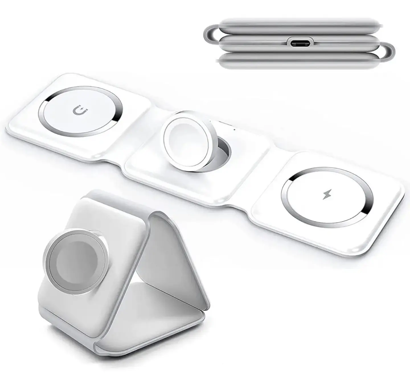 Cargador Inalámbrico Rápido 3 en 1 Vidvie Magsafe para iPhone, Apple Watch y Airpods 1