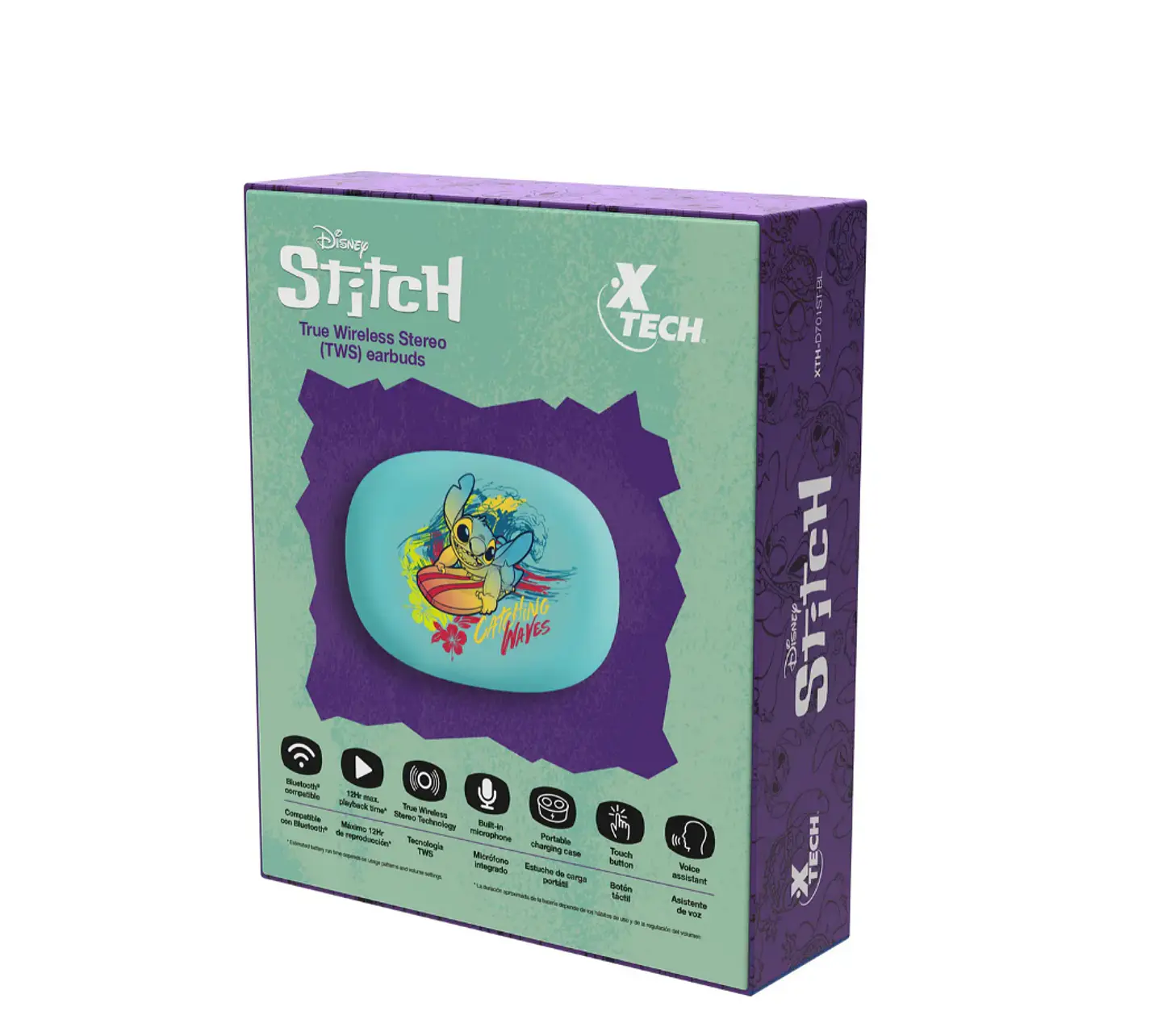 Audífonos Bluetooth Inalámbricos De Stitch Color Azul XTech 8