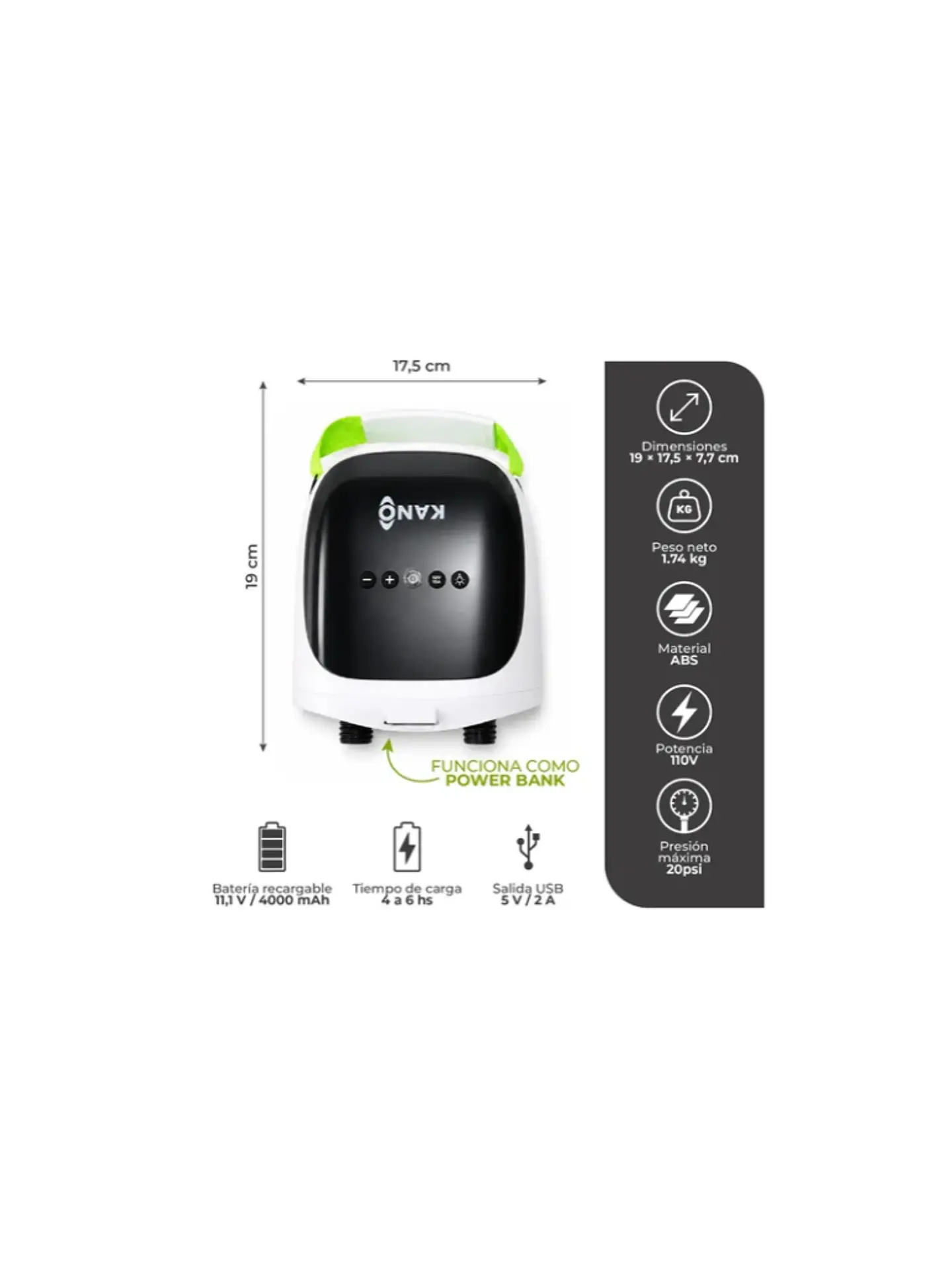 INFLADOR INALAMBRICO KANO BLANCO 2