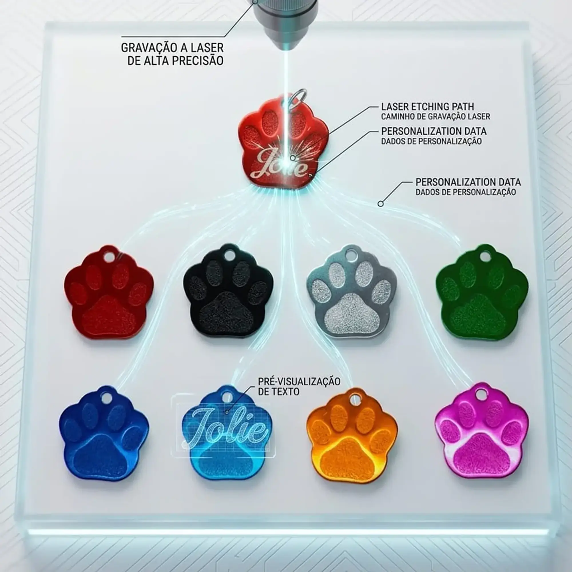 Chapas de Identificação Metálicas • Formato Patinha 1