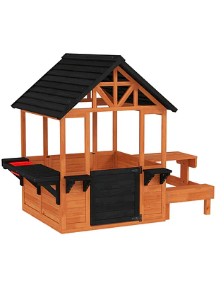 Casinha Infantil Exterior e Interior de Madeira 