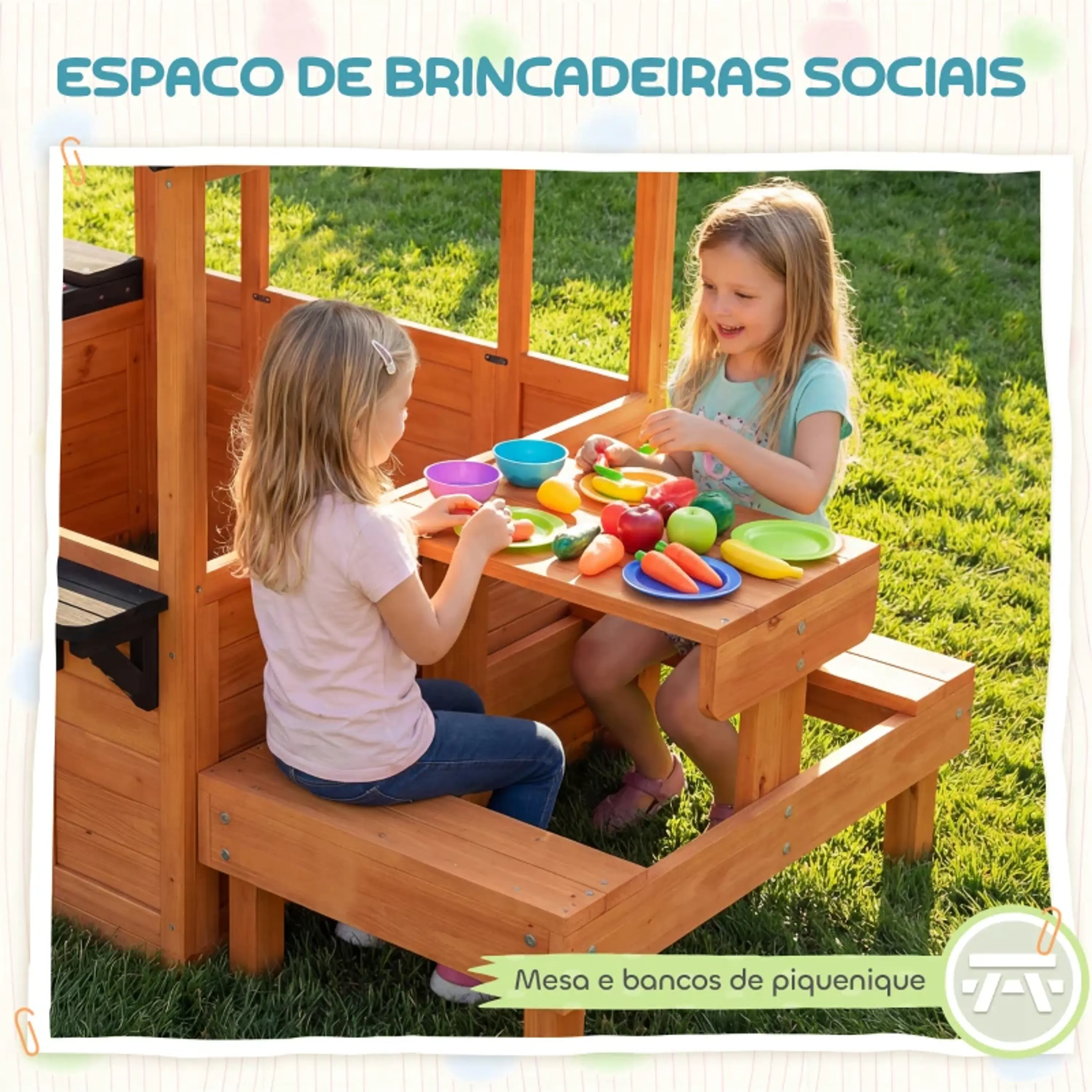 Casinha Infantil Exterior e Interior de Madeira  6