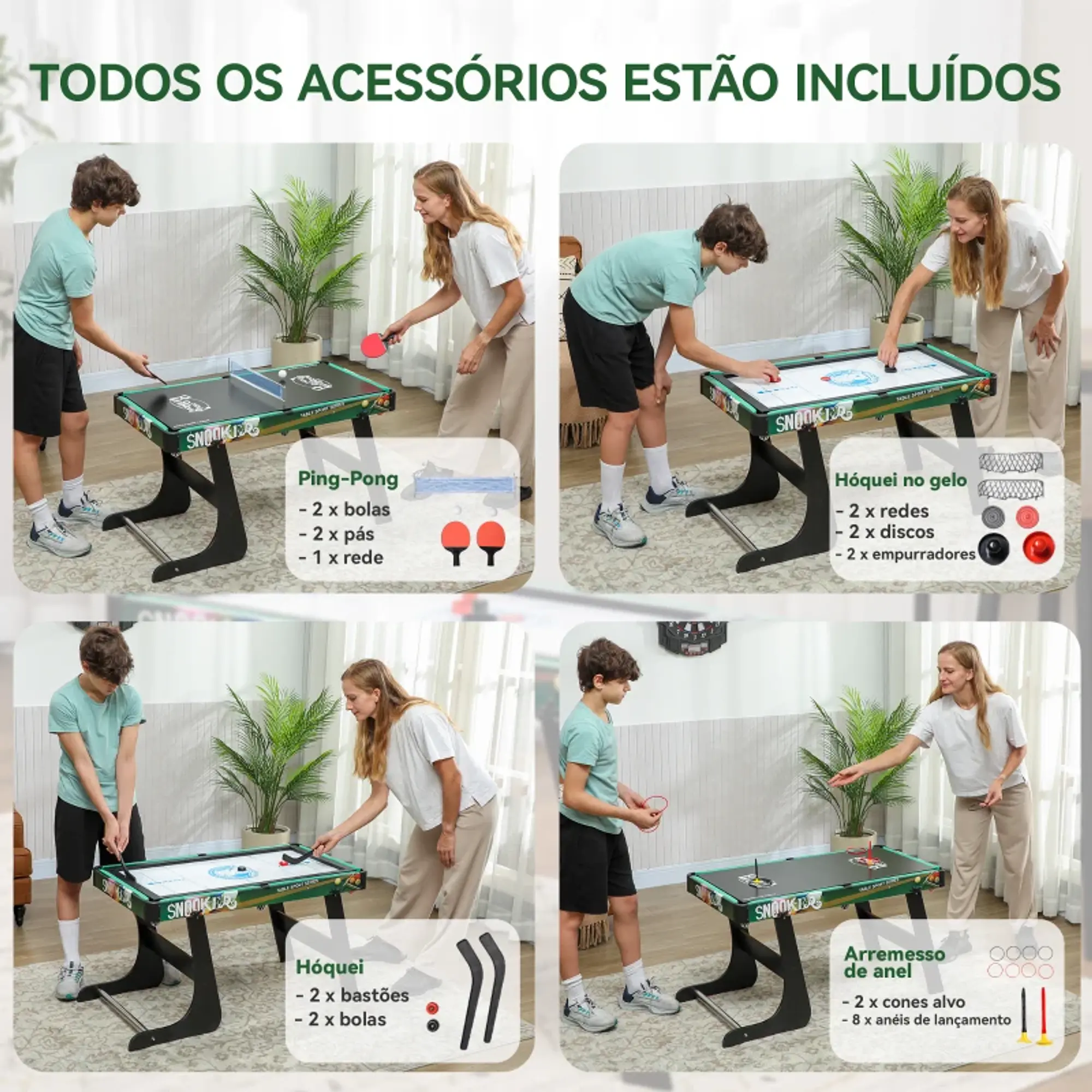 Mesa de Jogos 6 em 1 Dobrável 118x104x71cm 4