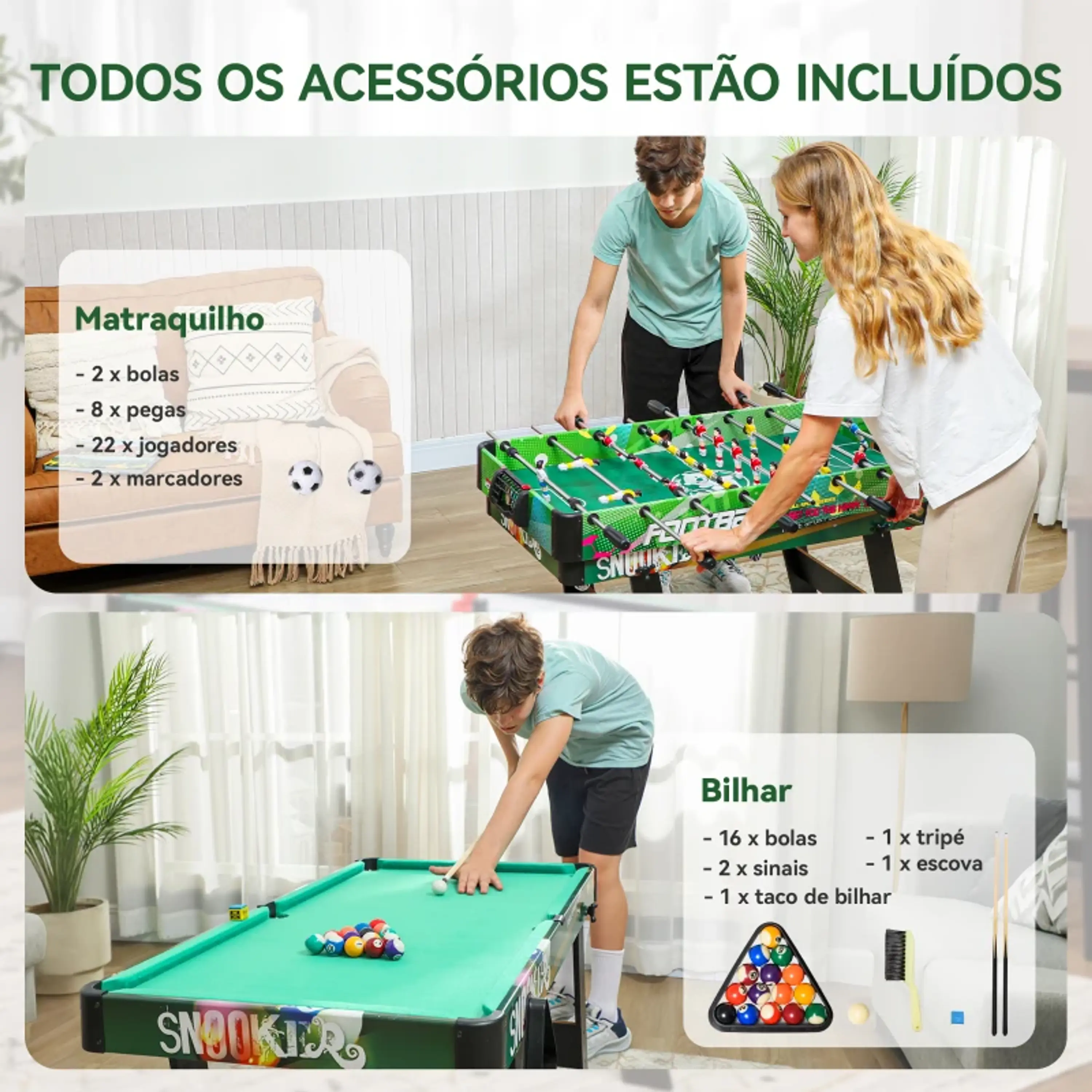 Mesa de Jogos 6 em 1 Dobrável 118x104x71cm 9