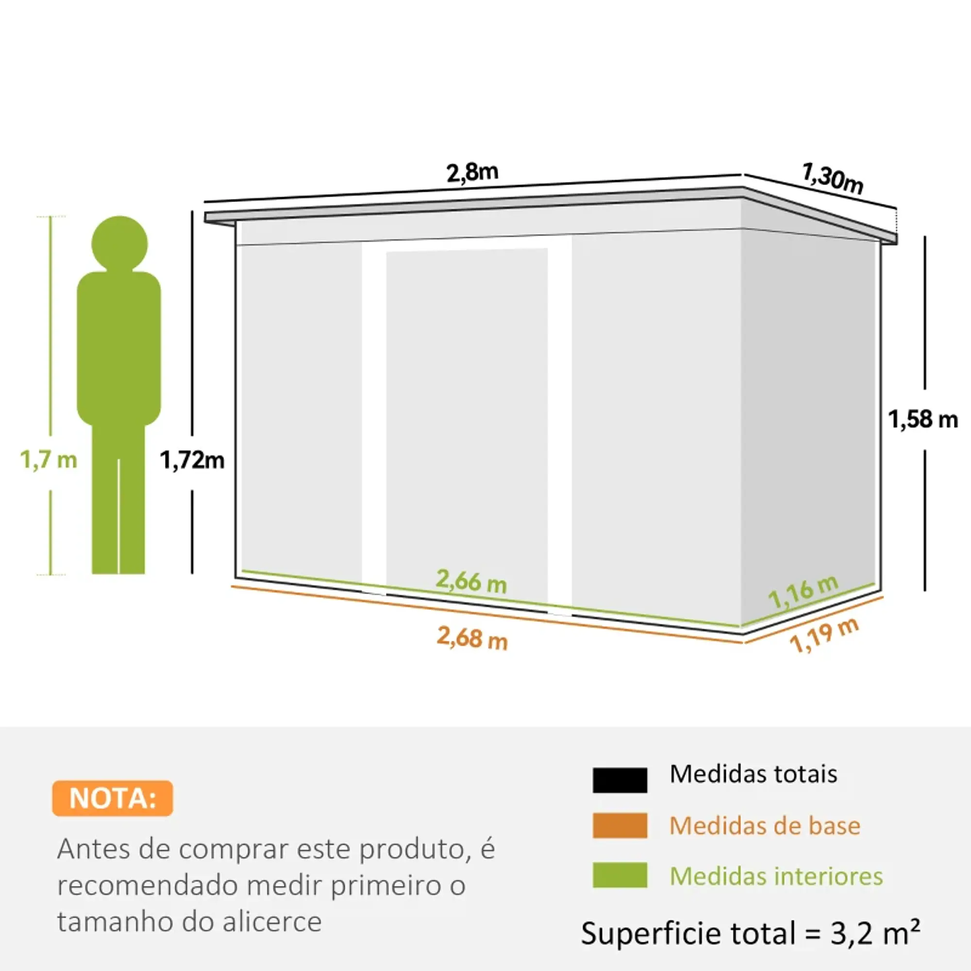 Abrigo de Jardim 280x130x172cm 6