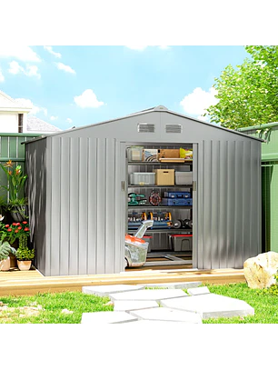 Abrigo de Jardim Exterior 4,9 m² Cinza Prata