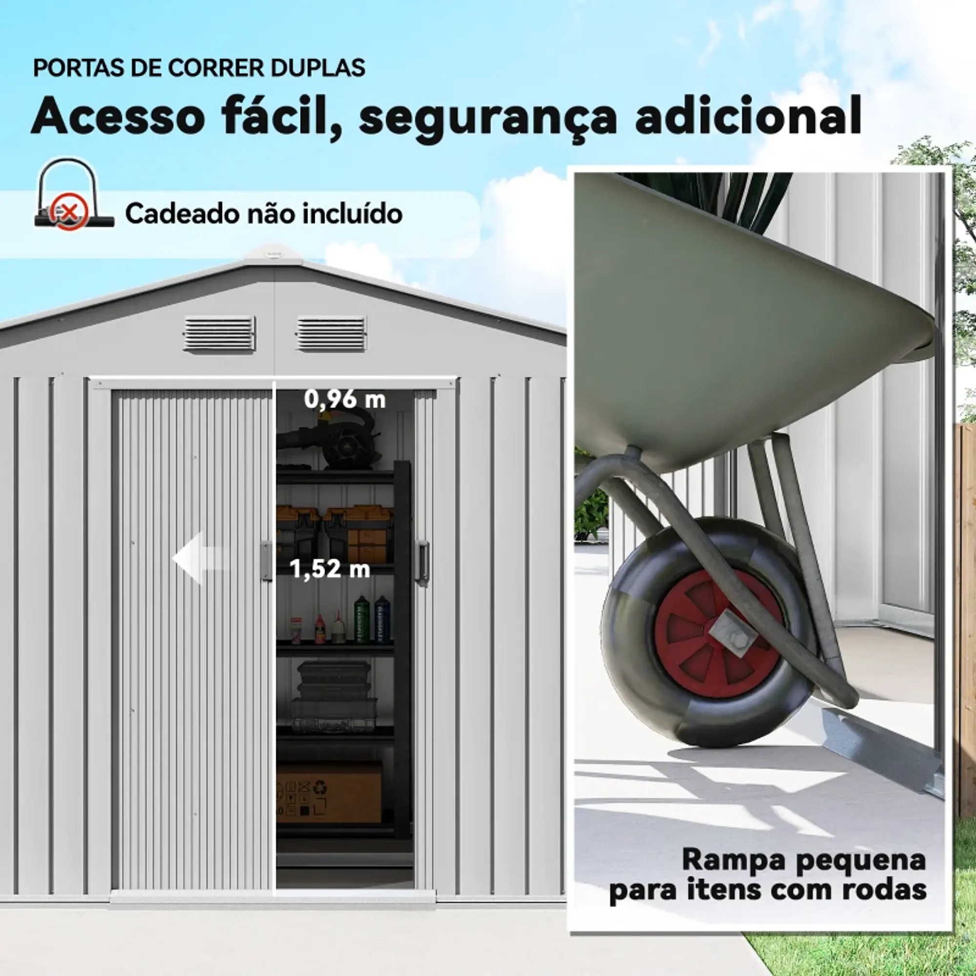 Abrigo de Jardim Exterior 4,9 m² Cinza Prata 6