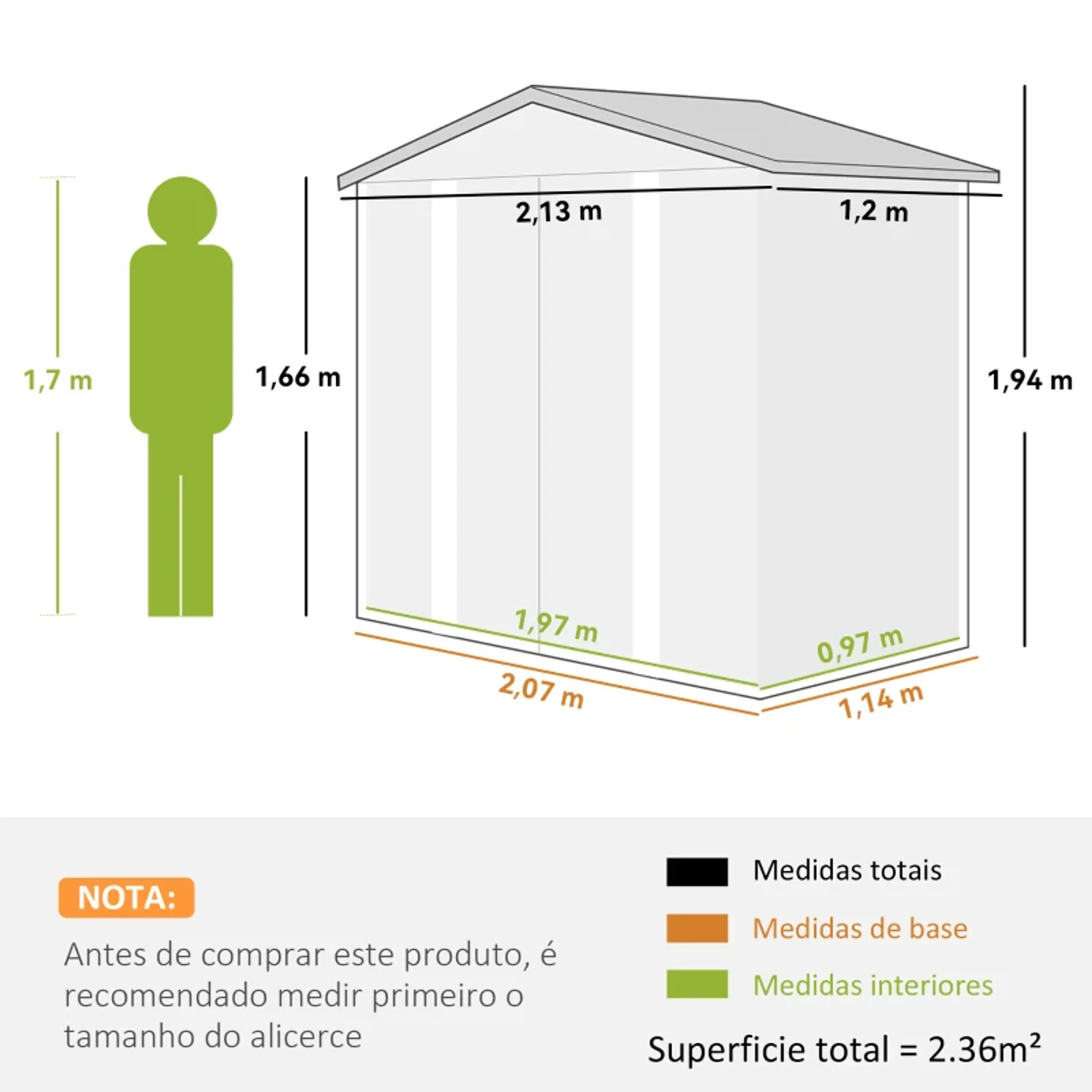 Abrigo de Jardim Exterior 2,36m² 7