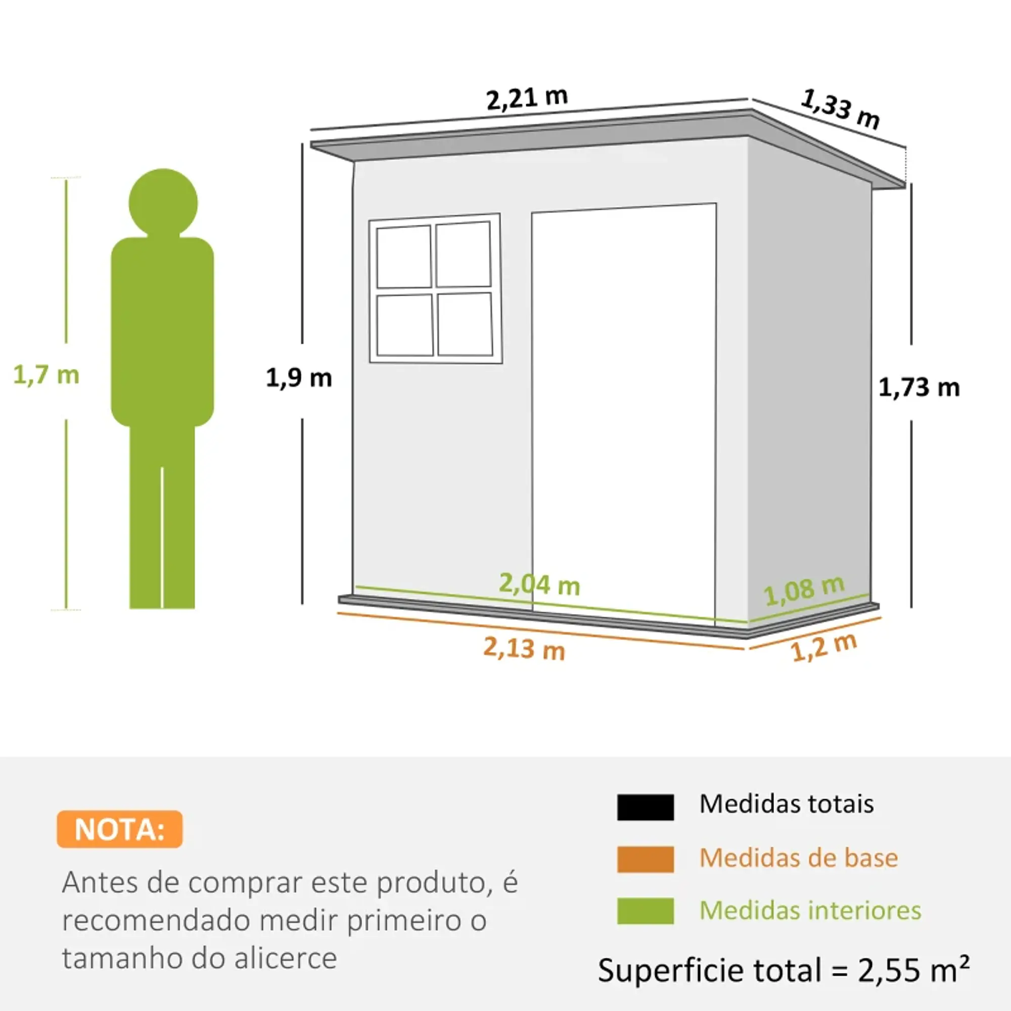 Abrigo de Jardim Exterior 2,55 m² Cinza Escuro 3