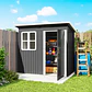 Abrigo de Jardim Exterior 2,55 m² Cinza Escuro - Thumbnail 7