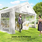 Tenda para Festas 4x6 m com Luzes LED, Paredes Removíveis, 2 Portas e Janelas, UPF30+, Branco - Thumbnail 4