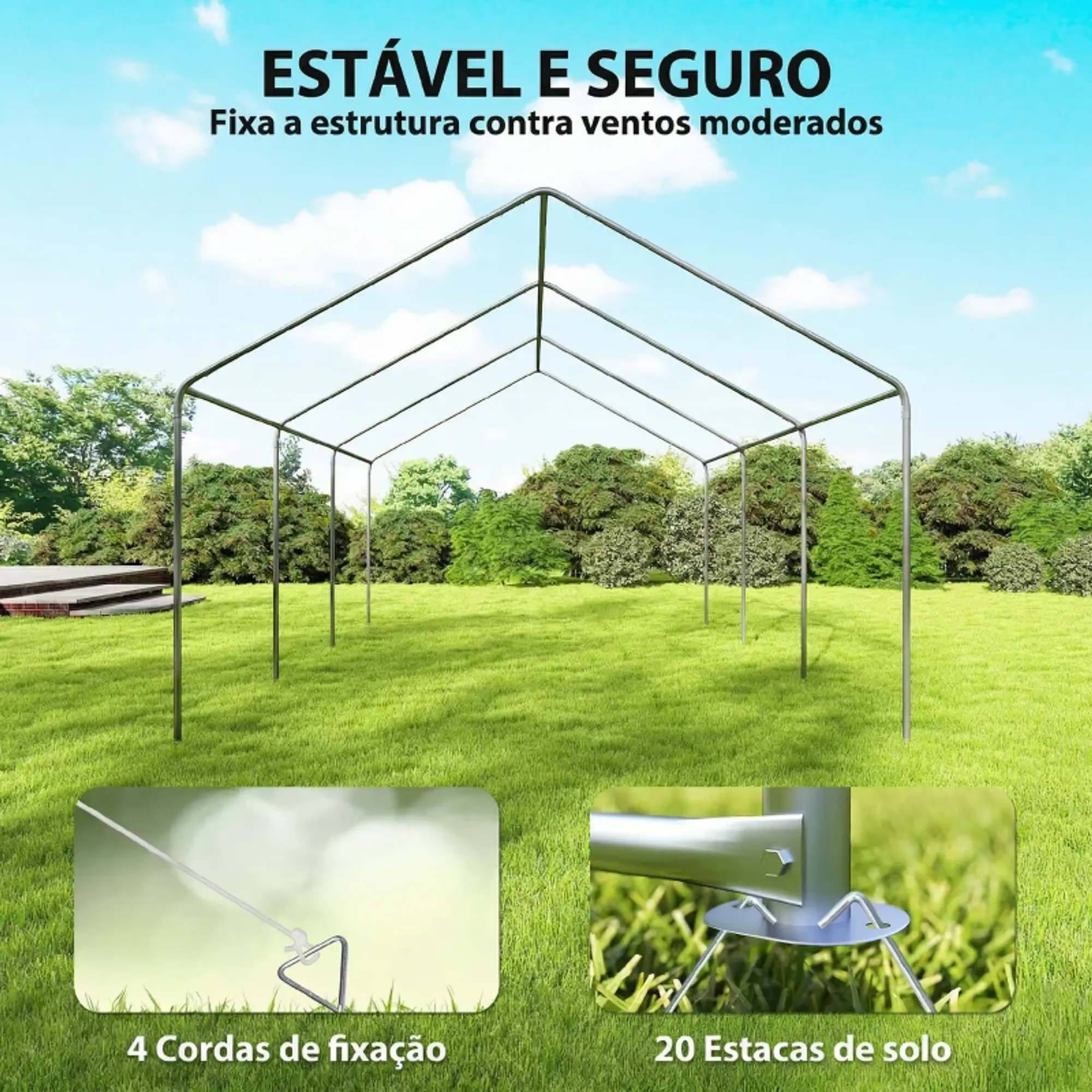 Tenda para Festas 4x6 m, Tenda de Jardim com Paredes Removíveis, 2 Portas e Janelas UPF30+ 4