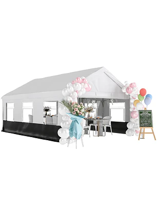 Tenda para Festas 4x6 m, Tenda de Jardim com Paredes Removíveis, 2 Portas e Janelas UPF30+
