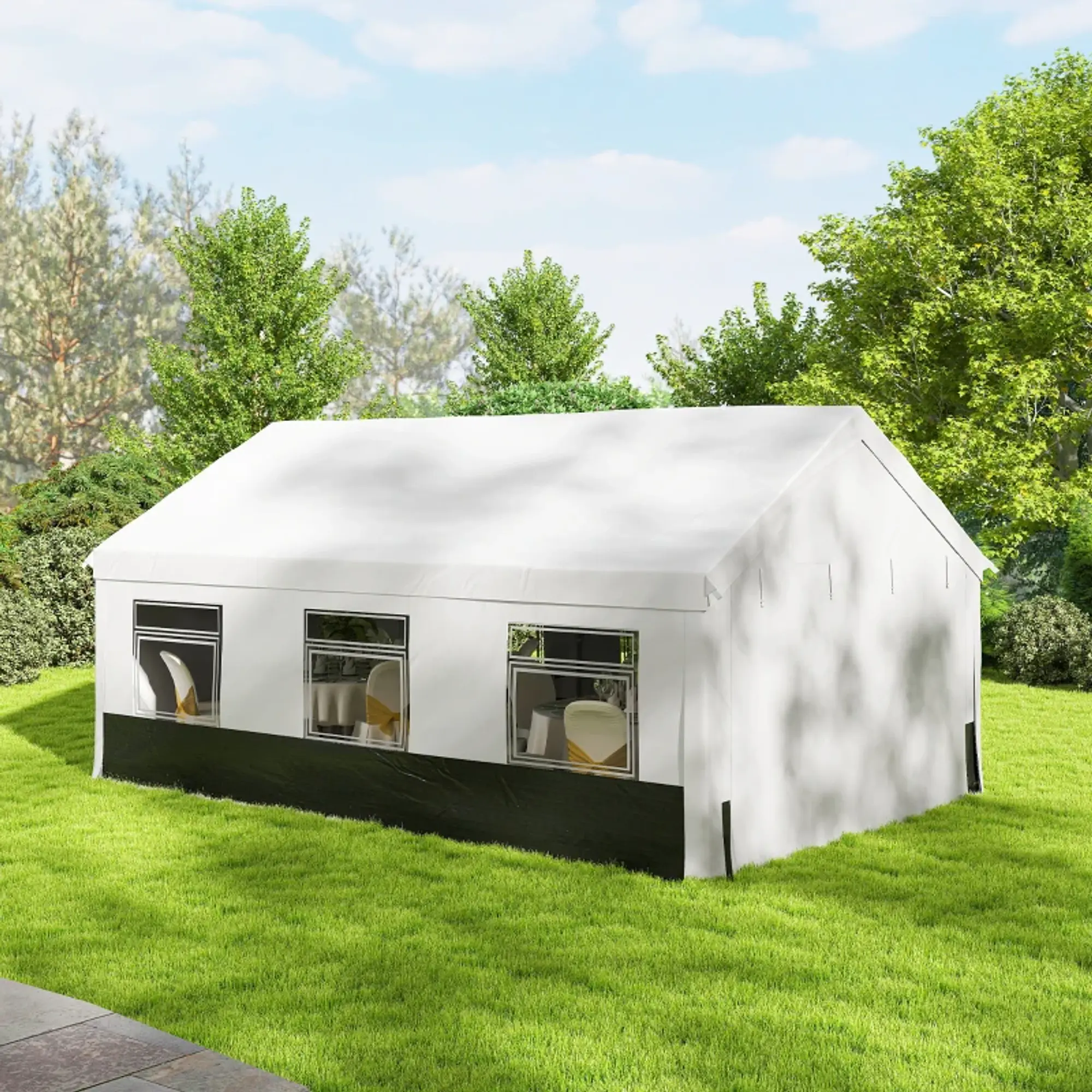 Tenda para Festas 4x6 m, Tenda de Jardim com Paredes Removíveis, 2 Portas e Janelas UPF30+ 12