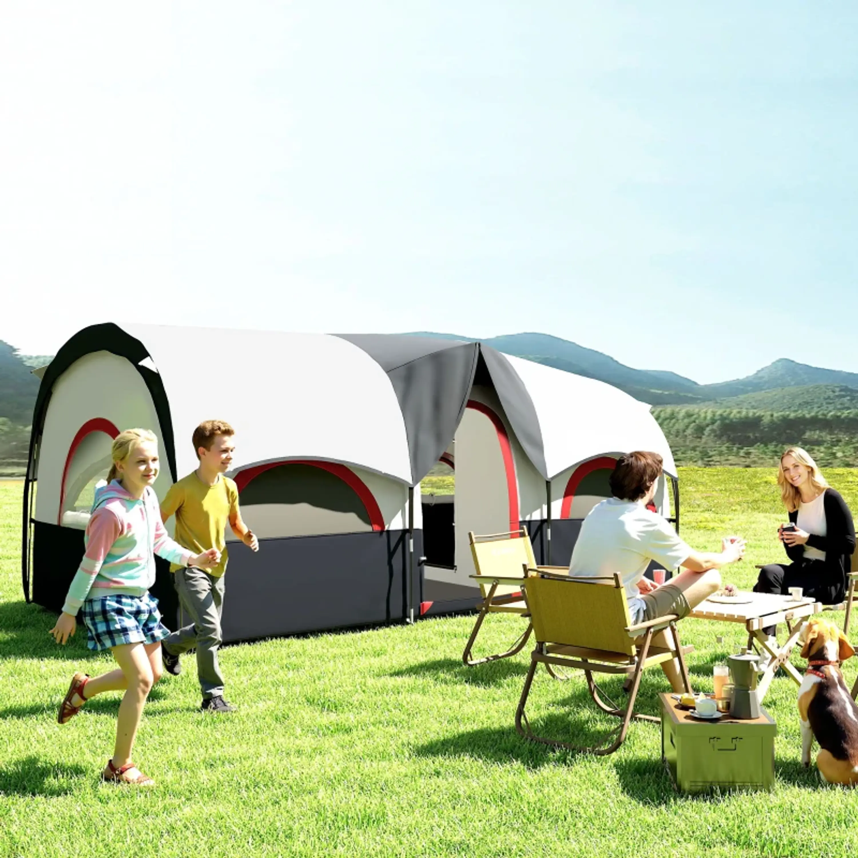 Tenda de Campismo Familiar Tipo Túnel para 4-6 Pessoas 2