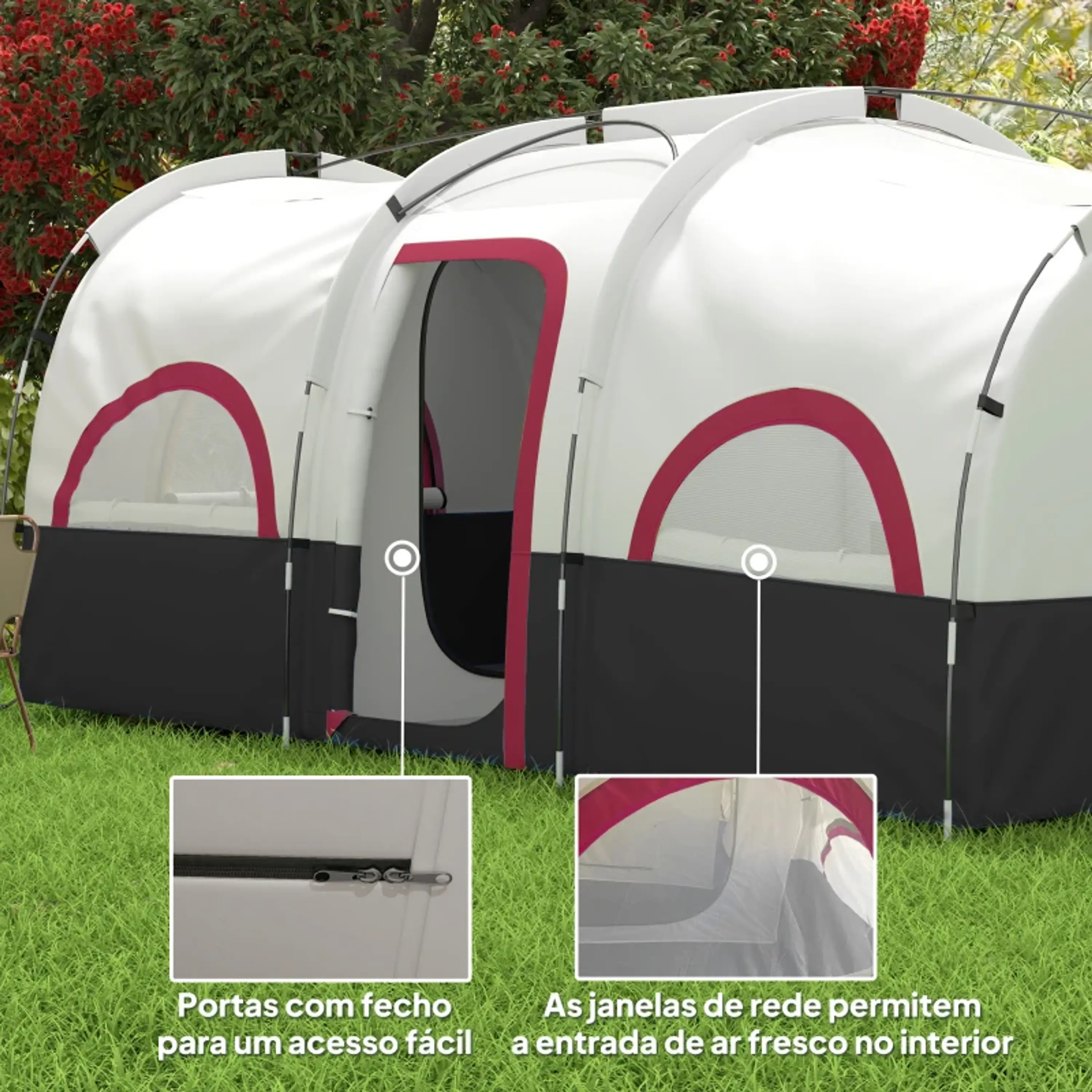 Tenda de Campismo Familiar Tipo Túnel para 4-6 Pessoas 6