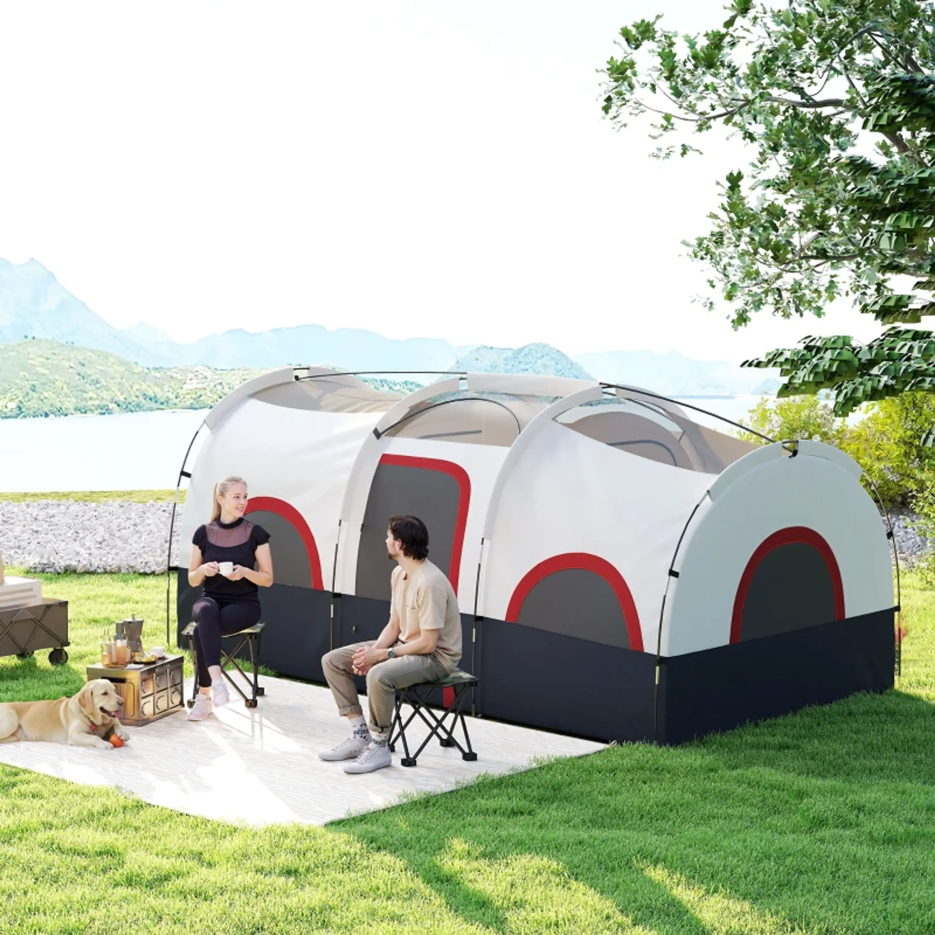 Tenda de Campismo Familiar Tipo Túnel para 4-6 Pessoas 8