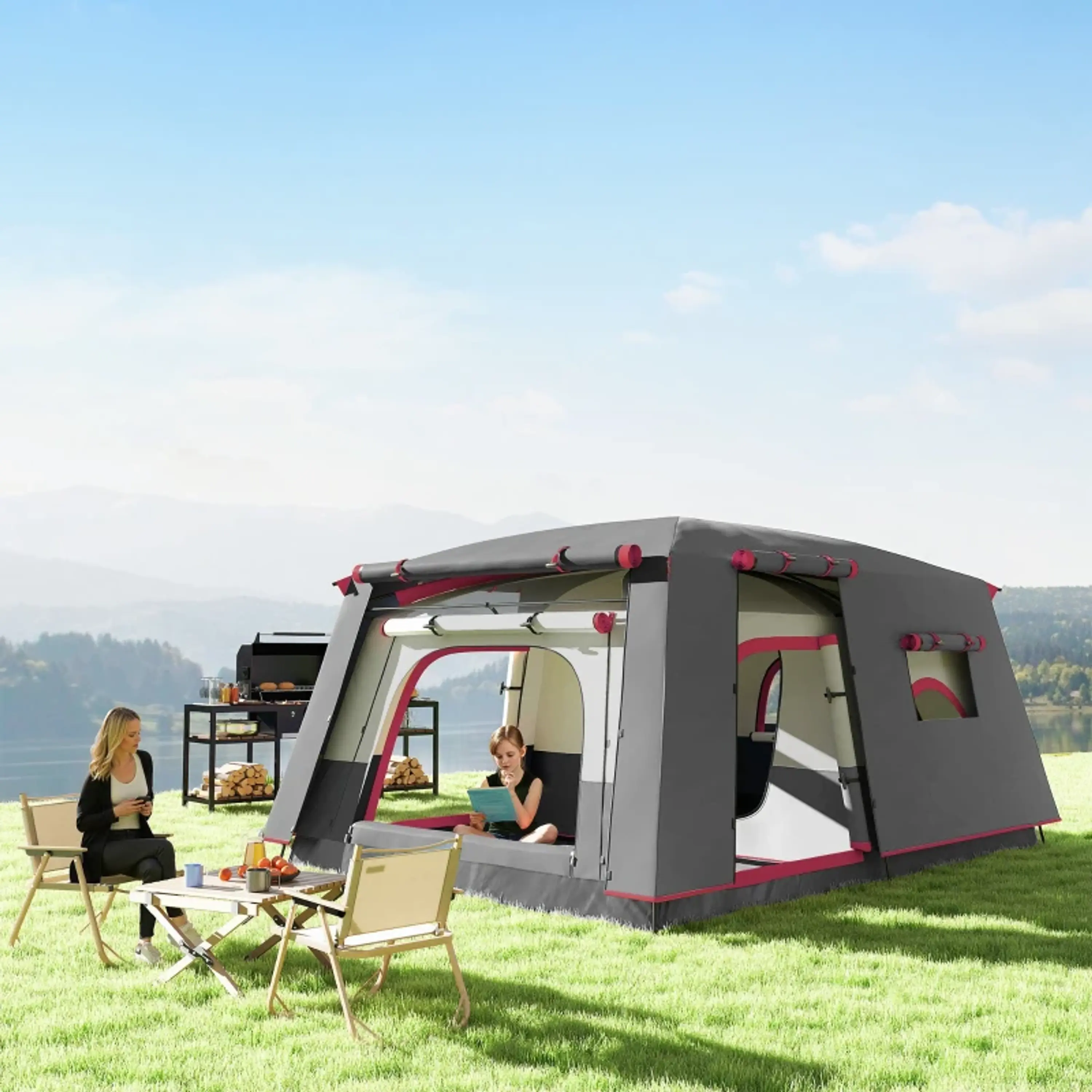 Tenda de Campismo com 2 Quartos 11