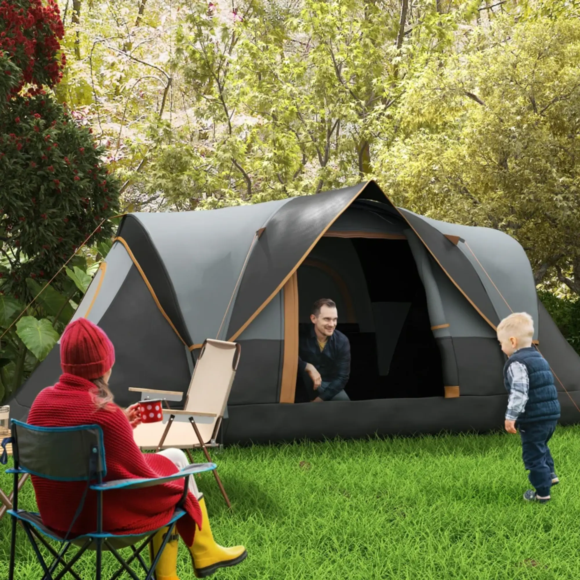 Tenda de Campismo Impermeável 3000mm+ com Bolsa de Transporte 11