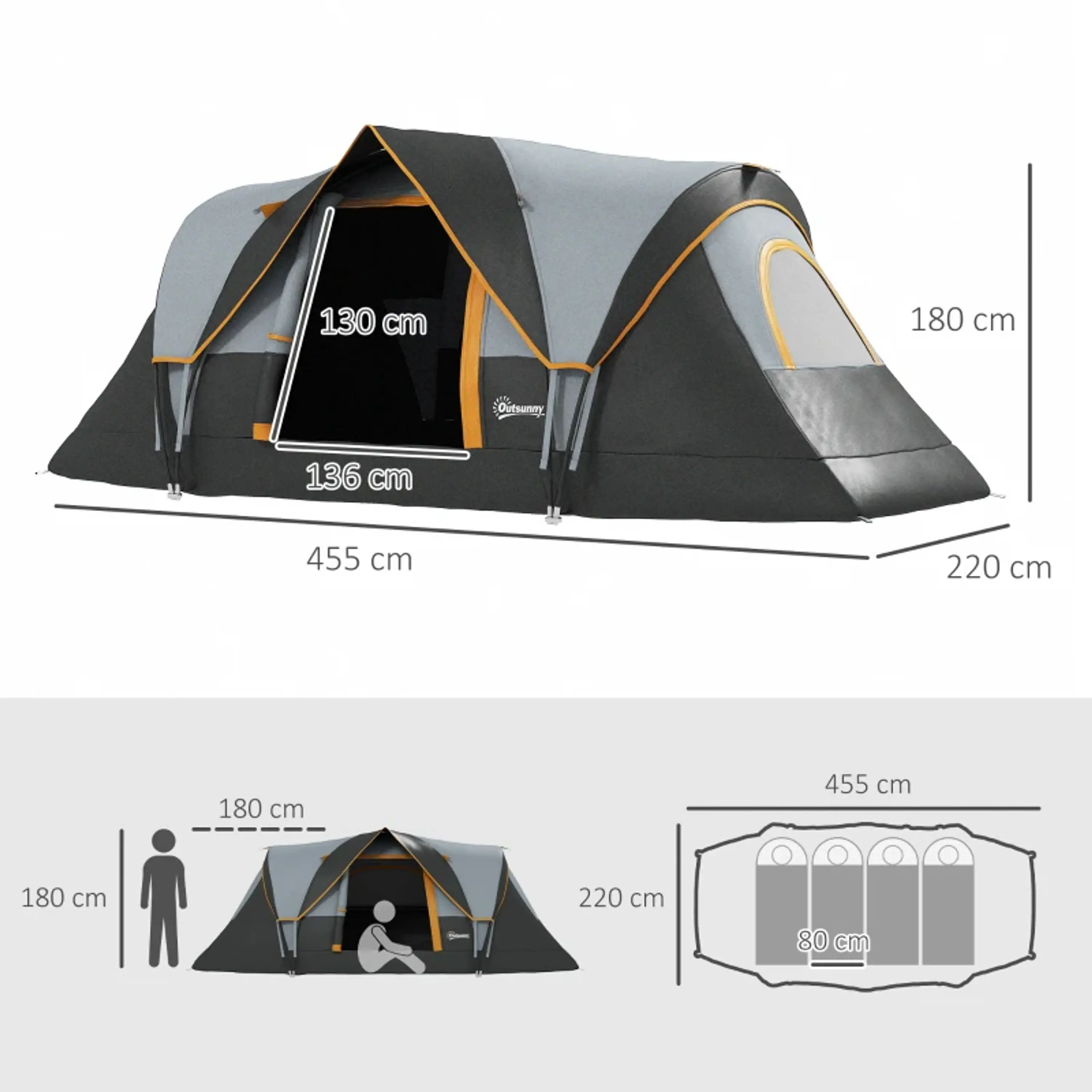Tenda de Campismo Impermeável 3000mm+ com Bolsa de Transporte 13