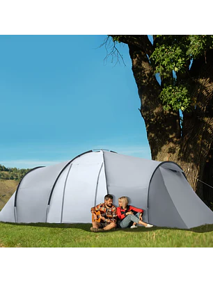 Tenda de Campismo Familiar  Impermeável Anti-UV 590x245x193 cm Cinza Prata