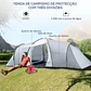 Tenda de Campismo Familiar  Impermeável Anti-UV 590x245x193 cm Cinza Prata - Thumbnail 5