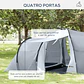 Tenda de Campismo Familiar  Impermeável Anti-UV 590x245x193 cm Cinza Prata - Thumbnail 7