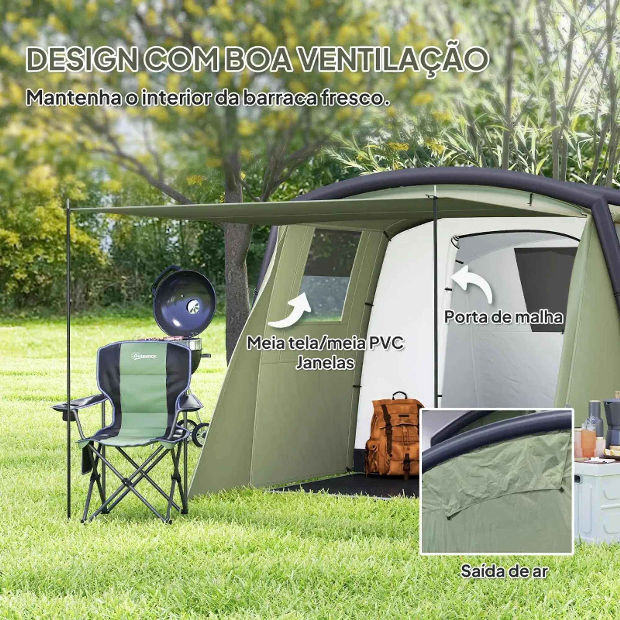 Tenda de Campismo Ie Bolsa de Transporte Proteção UV 50+ 6