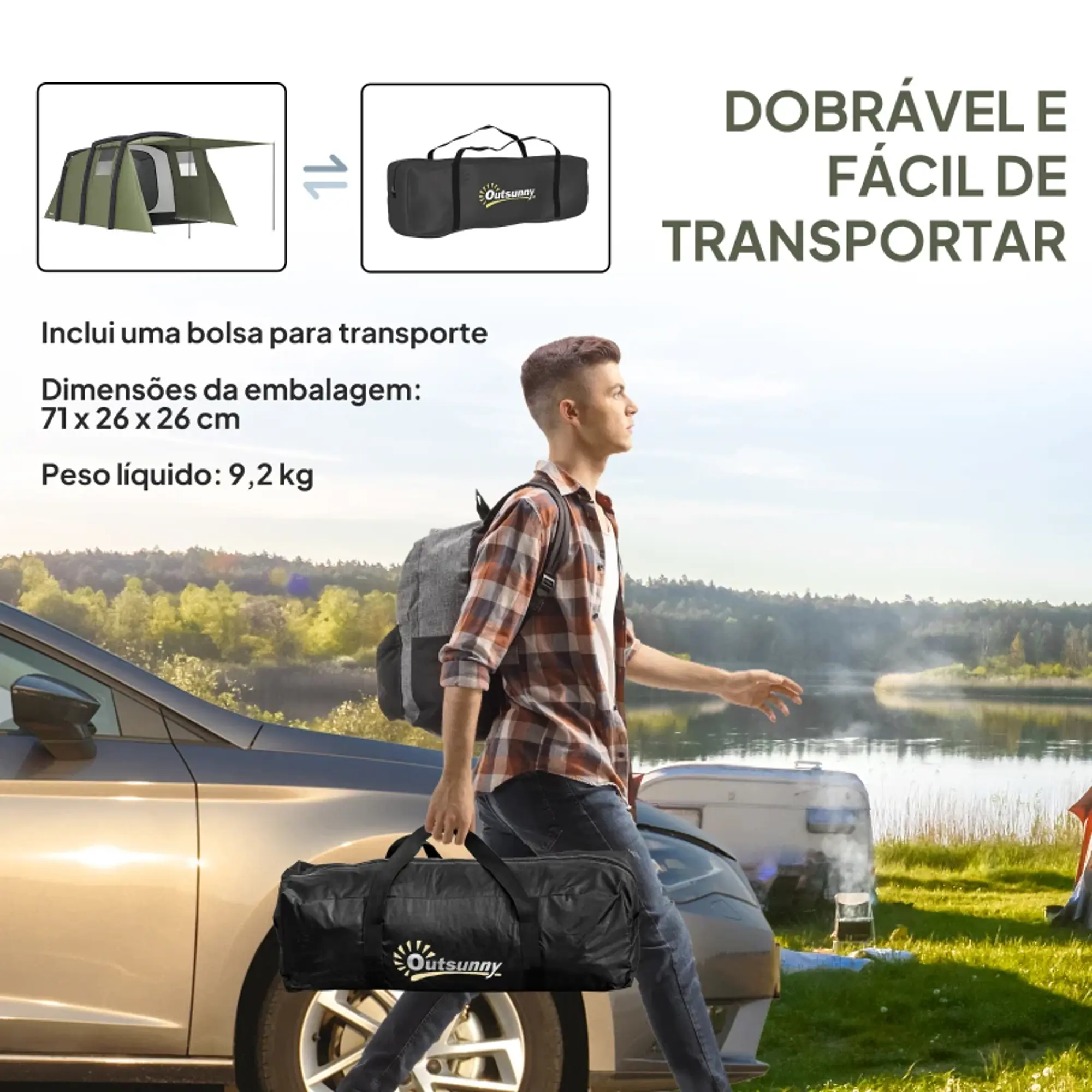 Tenda de Campismo Ie Bolsa de Transporte Proteção UV 50+ 8