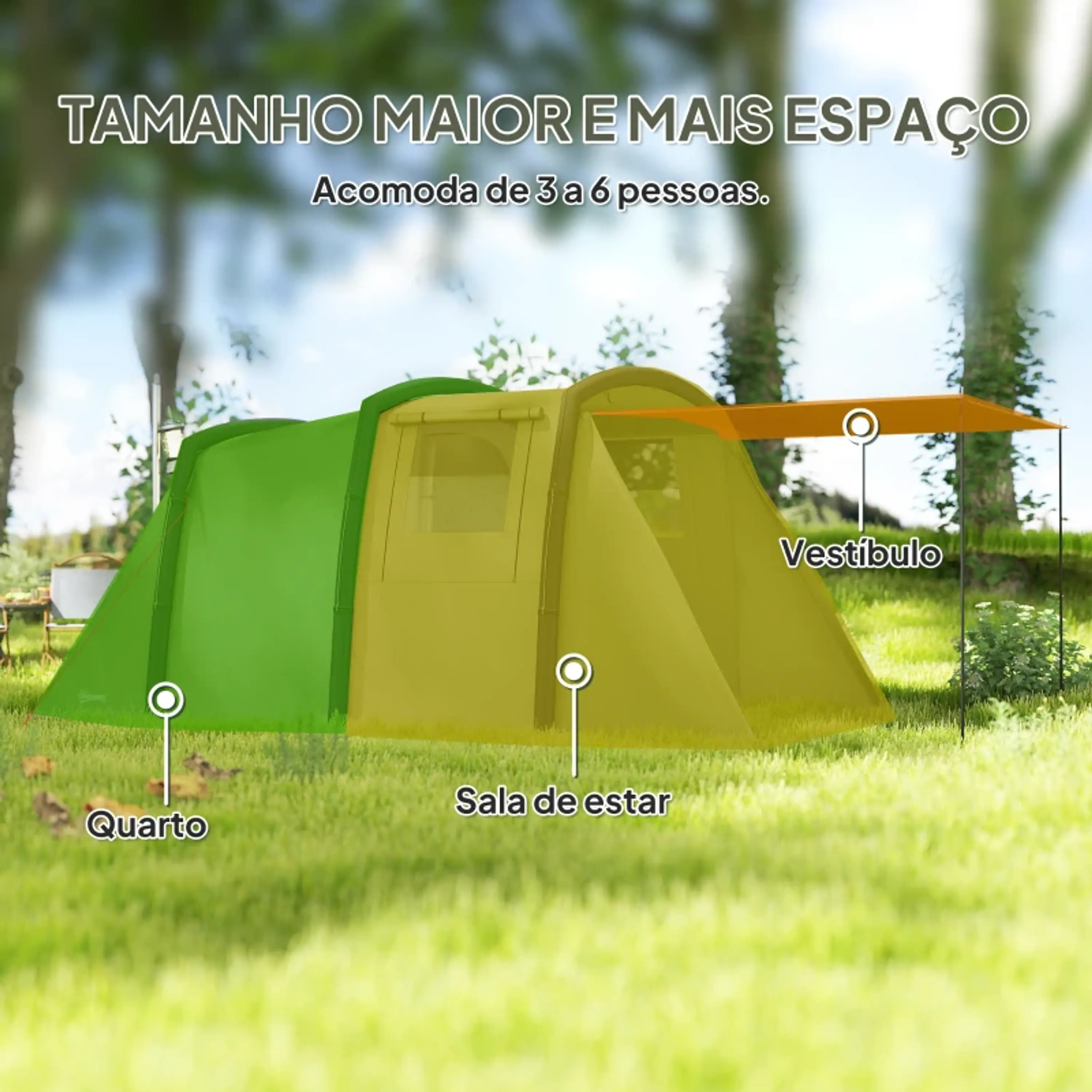 Tenda de Campismo Ie Bolsa de Transporte Proteção UV 50+ 10