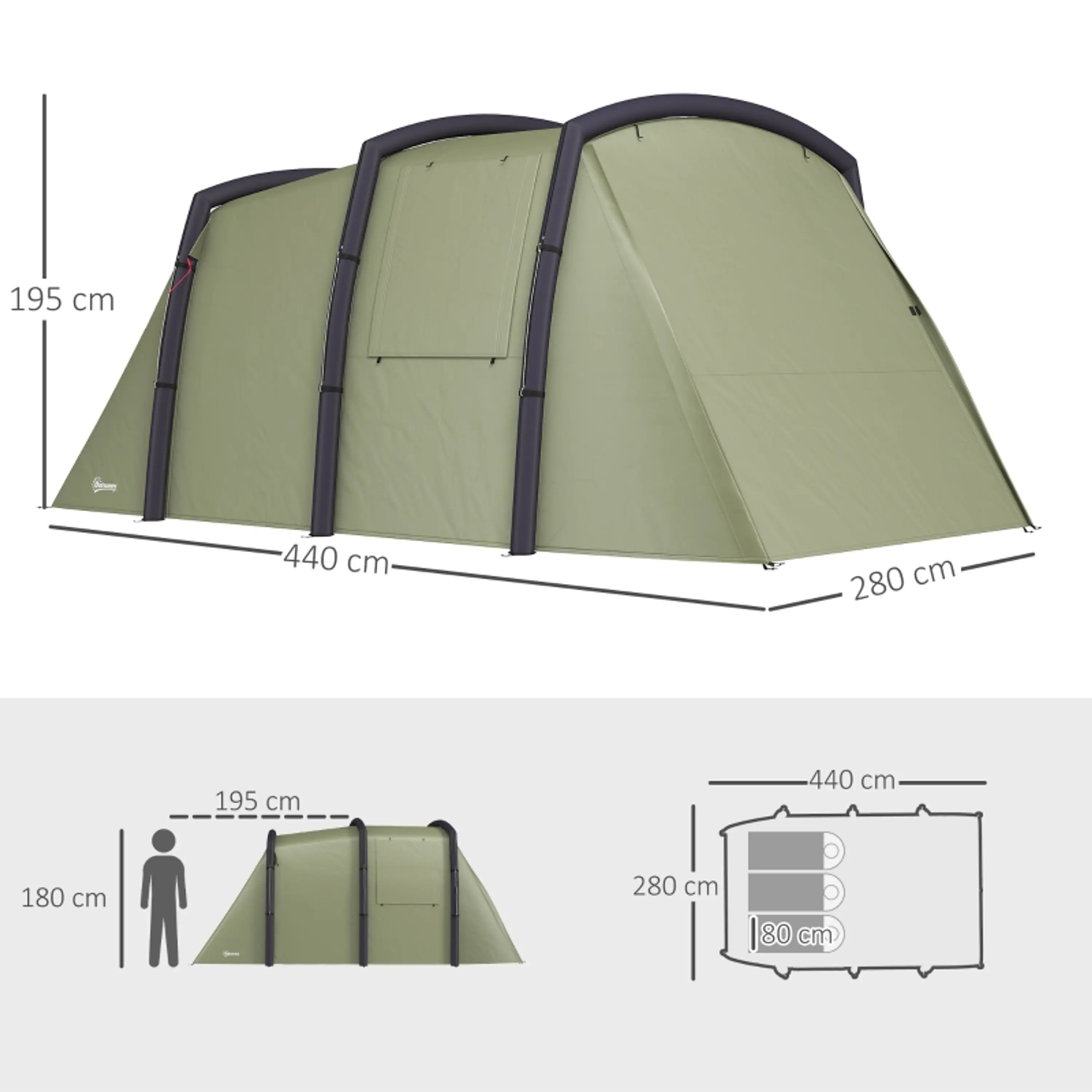 Tenda de Campismo Ie Bolsa de Transporte Proteção UV 50+ 4
