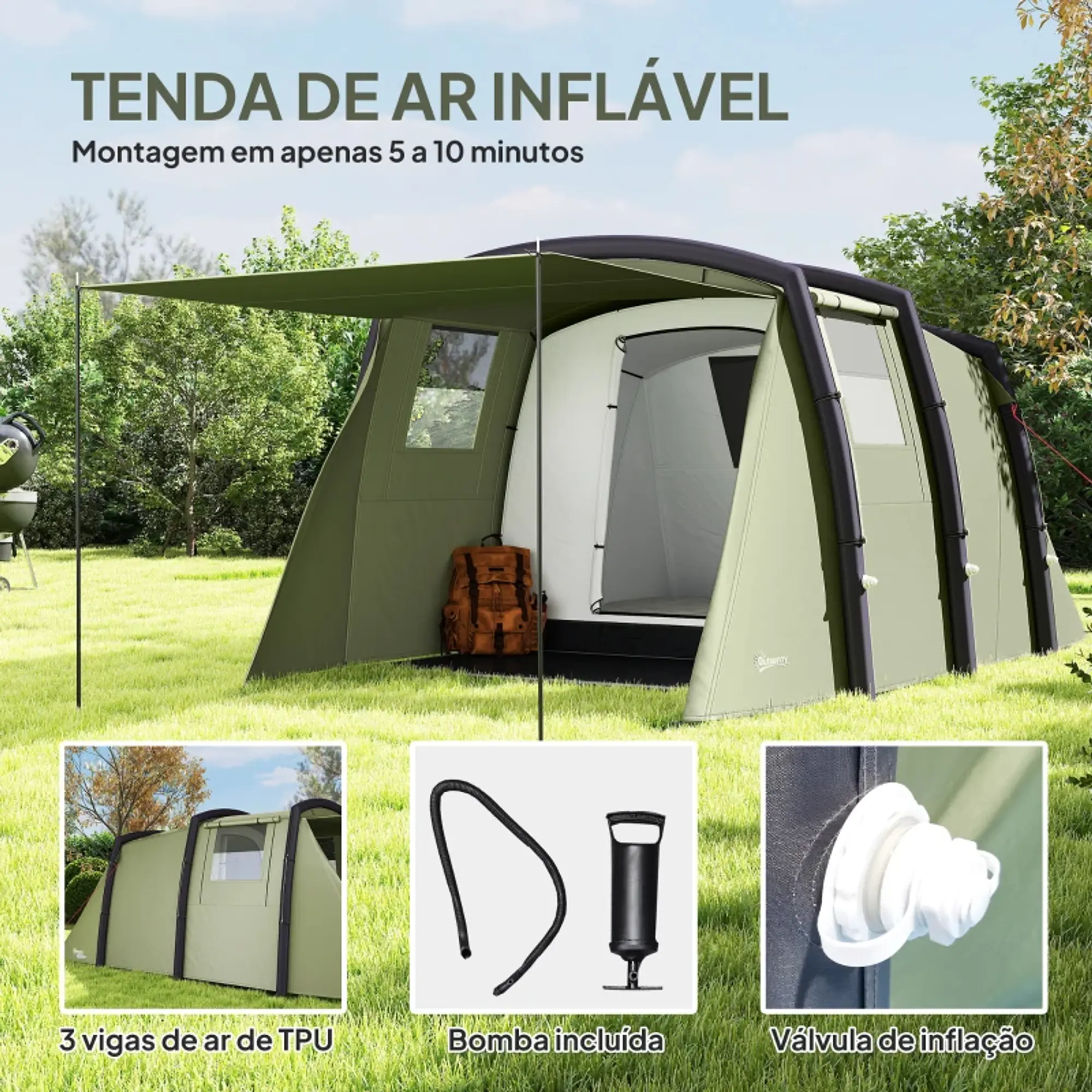 Tenda de Campismo Ie Bolsa de Transporte Proteção UV 50+ 13