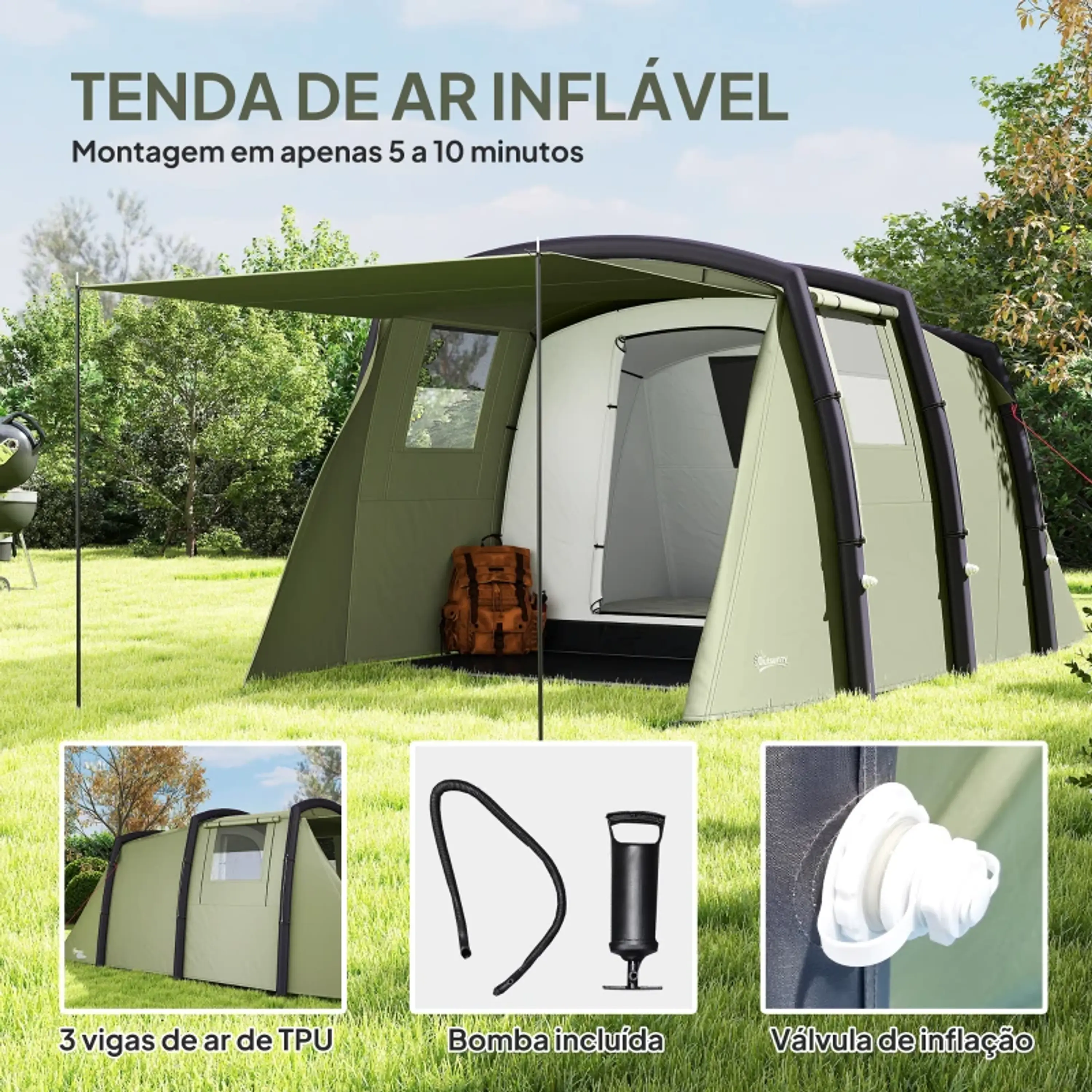 Tenda de Campismo Ie Bolsa de Transporte Proteção UV 50+ 13