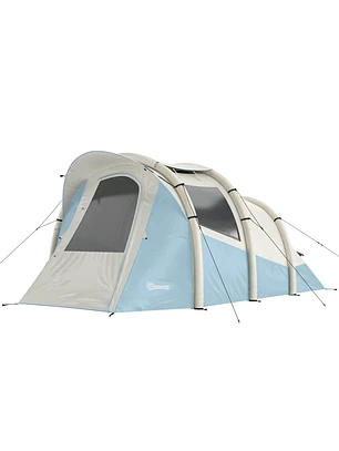 Tenda de Campismo Insuflável com Bomba, Impermeável - Montagem Rápida Azul