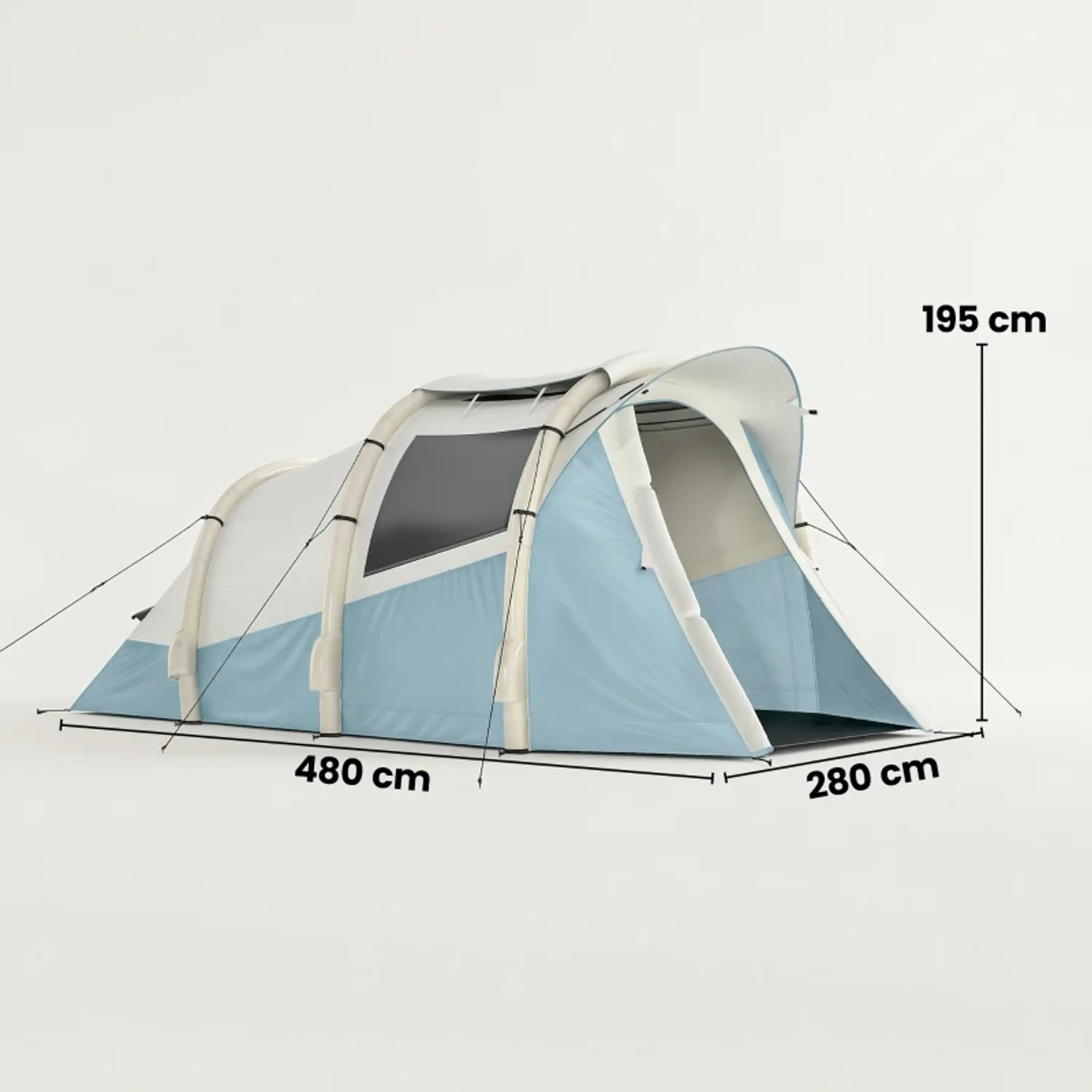 Tenda de Campismo Insuflável com Bomba, Impermeável - Montagem Rápida Azul 3