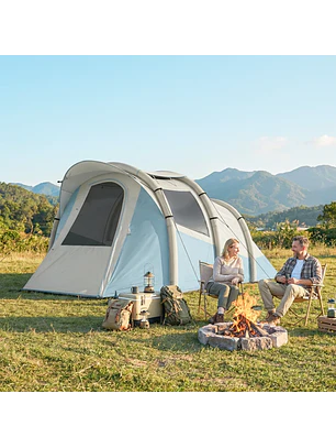 Tenda de Campismo Insuflável com Bomba, Impermeável - Montagem Rápida Azul