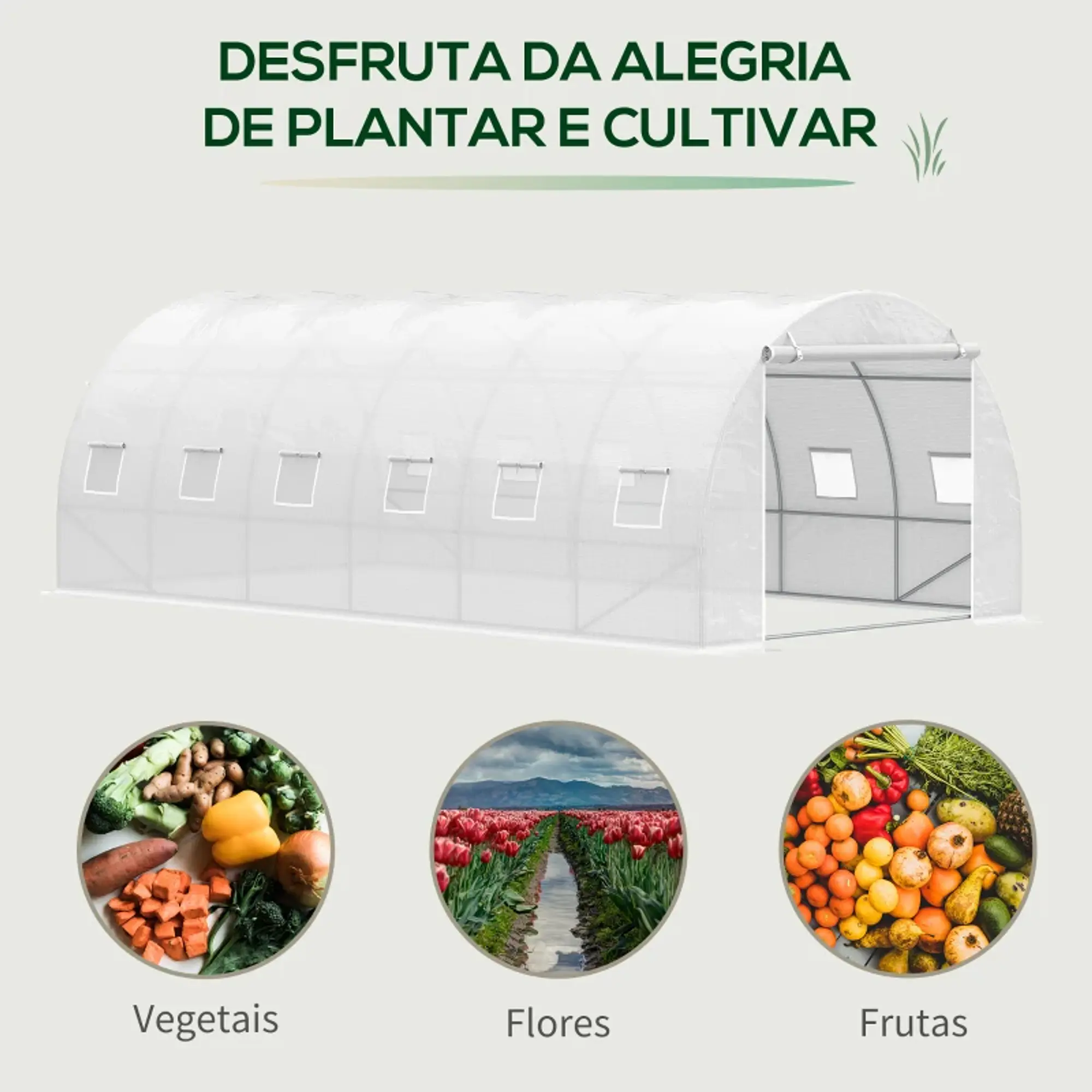 Estufa de Túnel 600x300x200cm com Porta Enrolável 12 Janelas 4
