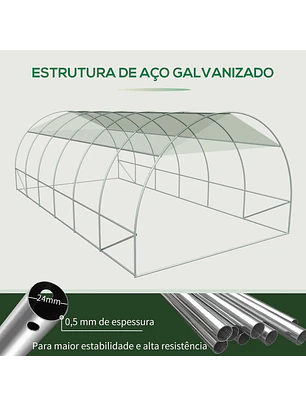 Estufa de Túnel 600x300x200cm com Porta Enrolável 12 Janelas