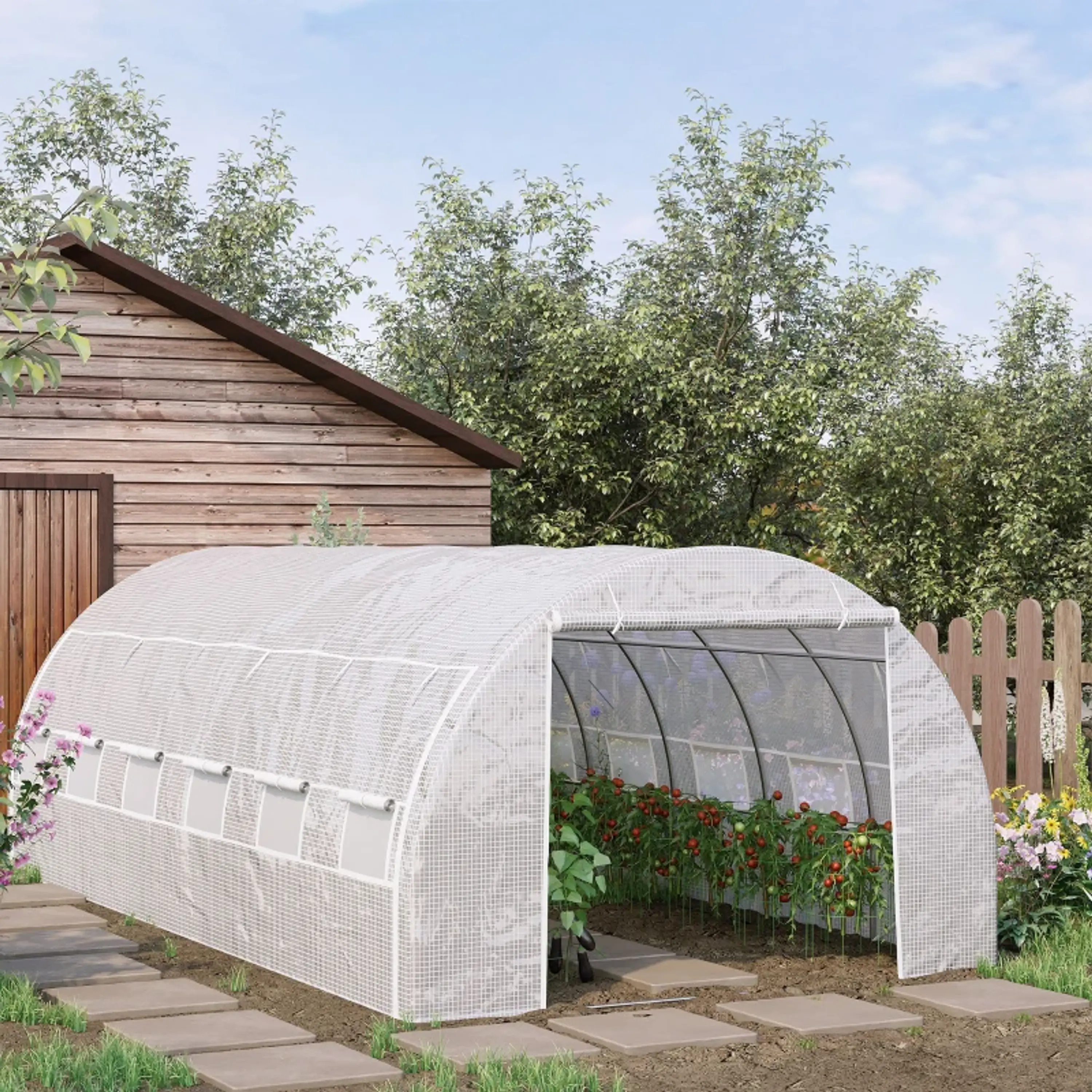 Estufa de Jardim 6x3x2m com Porta Enrolável 12 Janelas 3