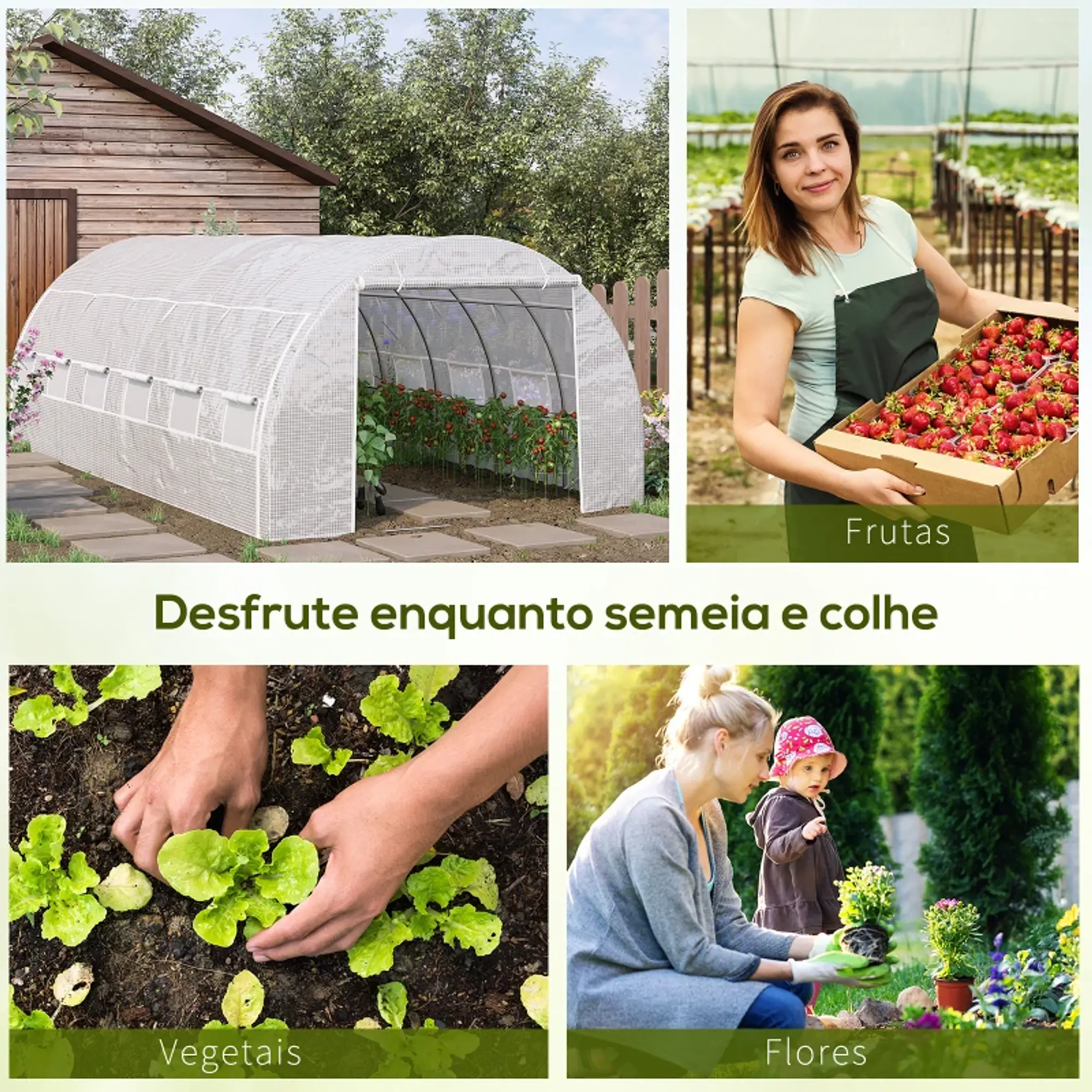 Estufa de Jardim 6x3x2m com Porta Enrolável 12 Janelas 7