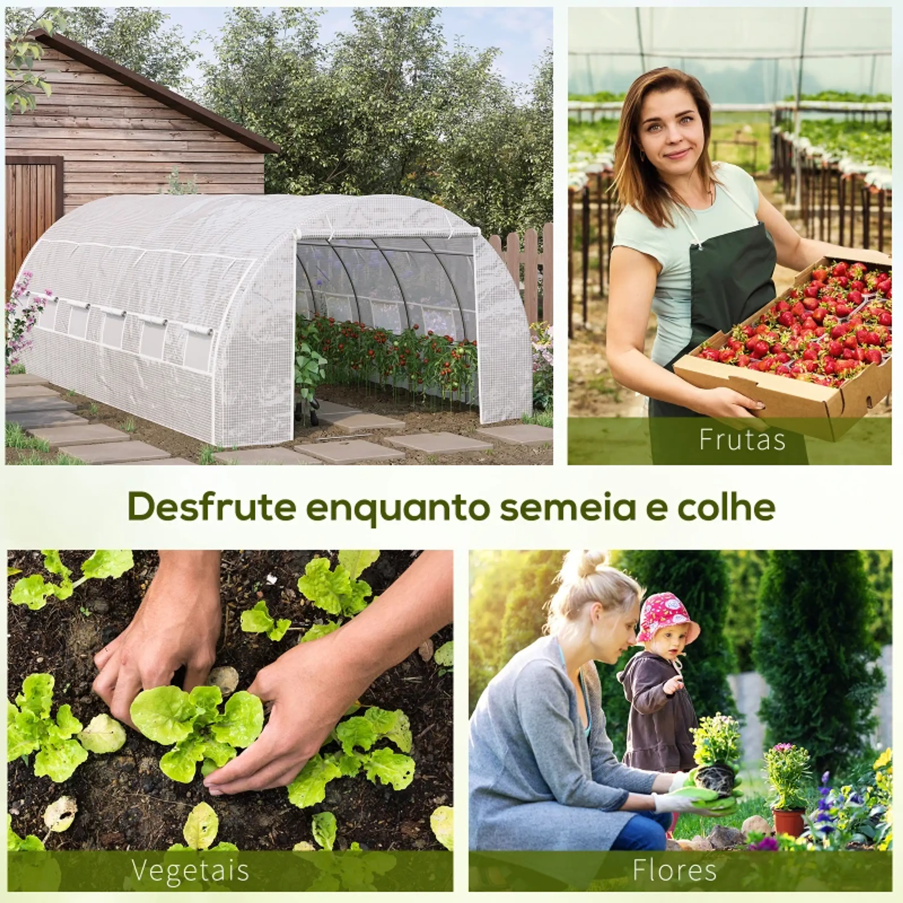 Estufa de Jardim 6x3x2m com Porta Enrolável 12 Janelas 7