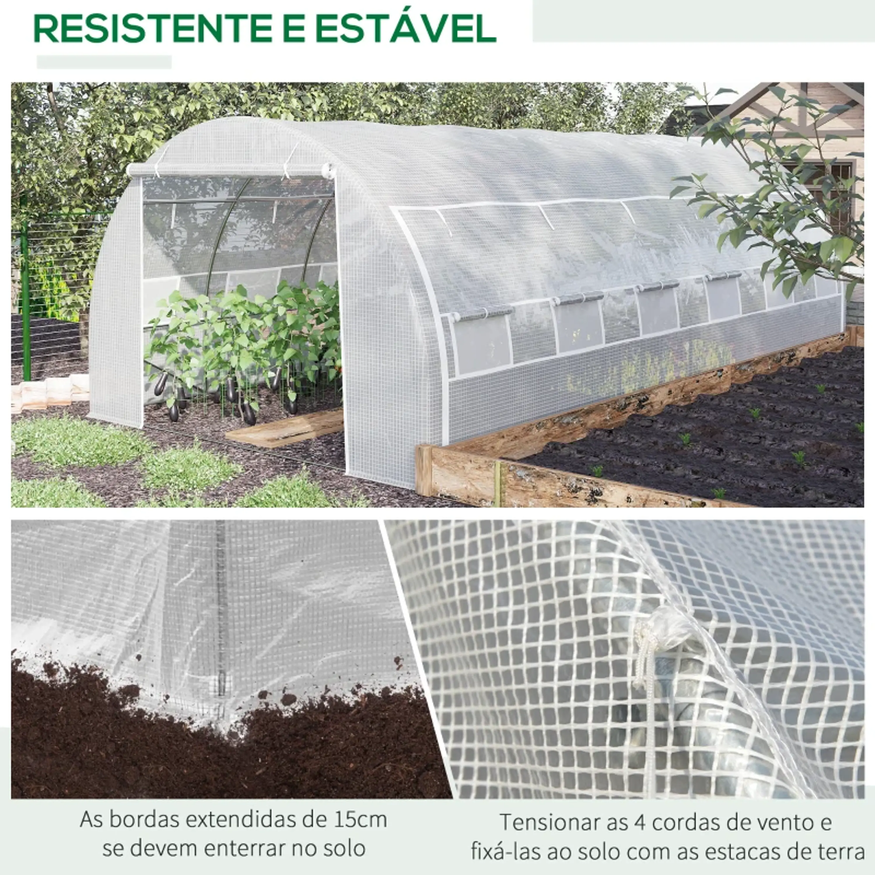 Estufa de Jardim 6x3x2m com Porta Enrolável 12 Janelas 11