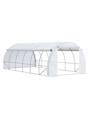 Estufa de Jardim 6x3x2m com Porta Enrolável 12 Janelas