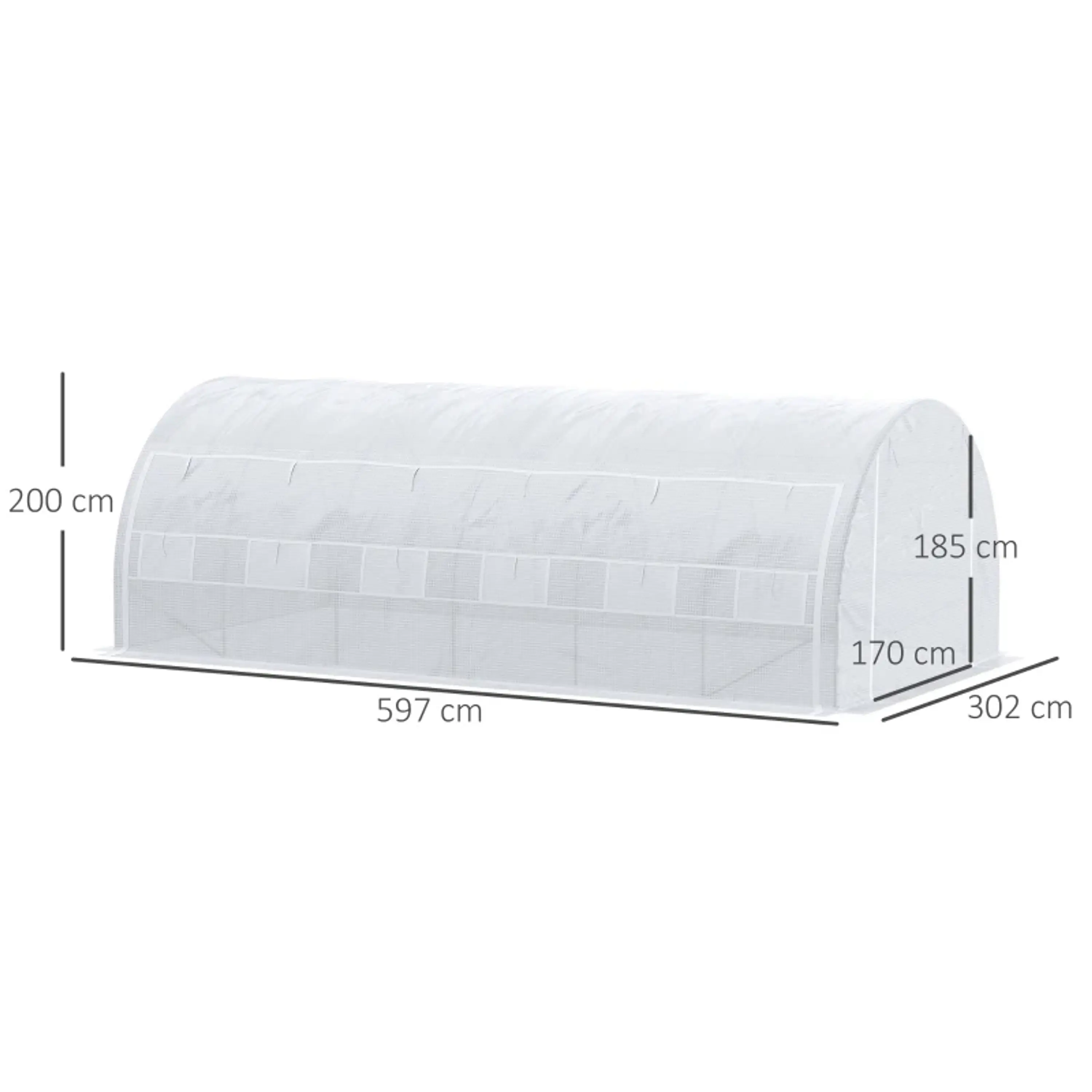 Estufa de Jardim 6x3x2m com Porta Enrolável 12 Janelas 4