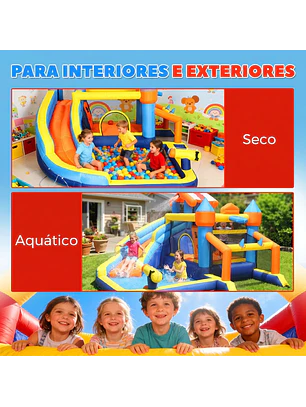Castelo Insuflável Aquático 8 em 1 com Soprador de 550W
