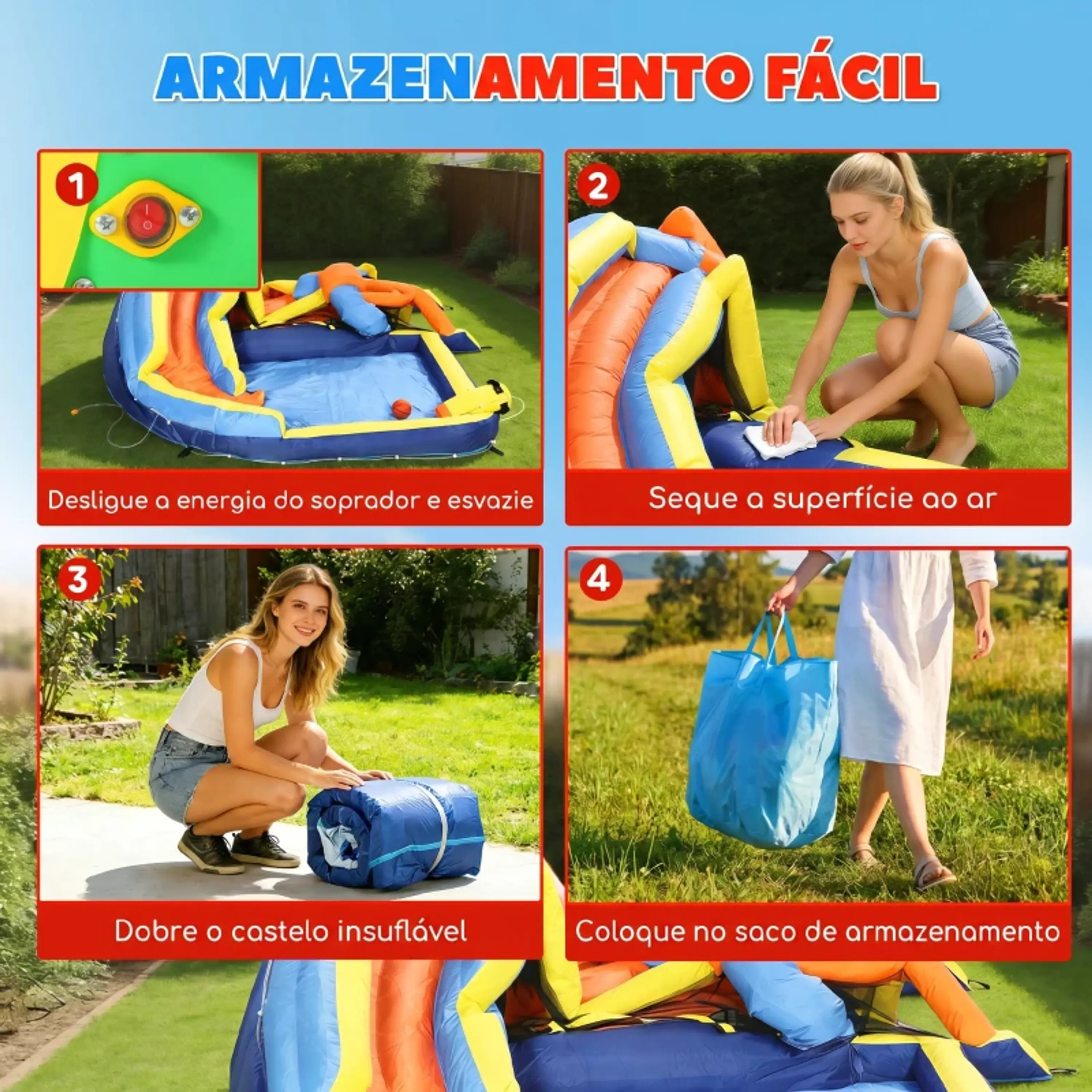 Castelo Insuflável Aquático 8 em 1 com Soprador de 550W 5